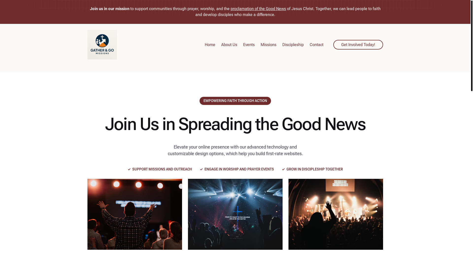 website screenshot of https://gathergomissions.org/