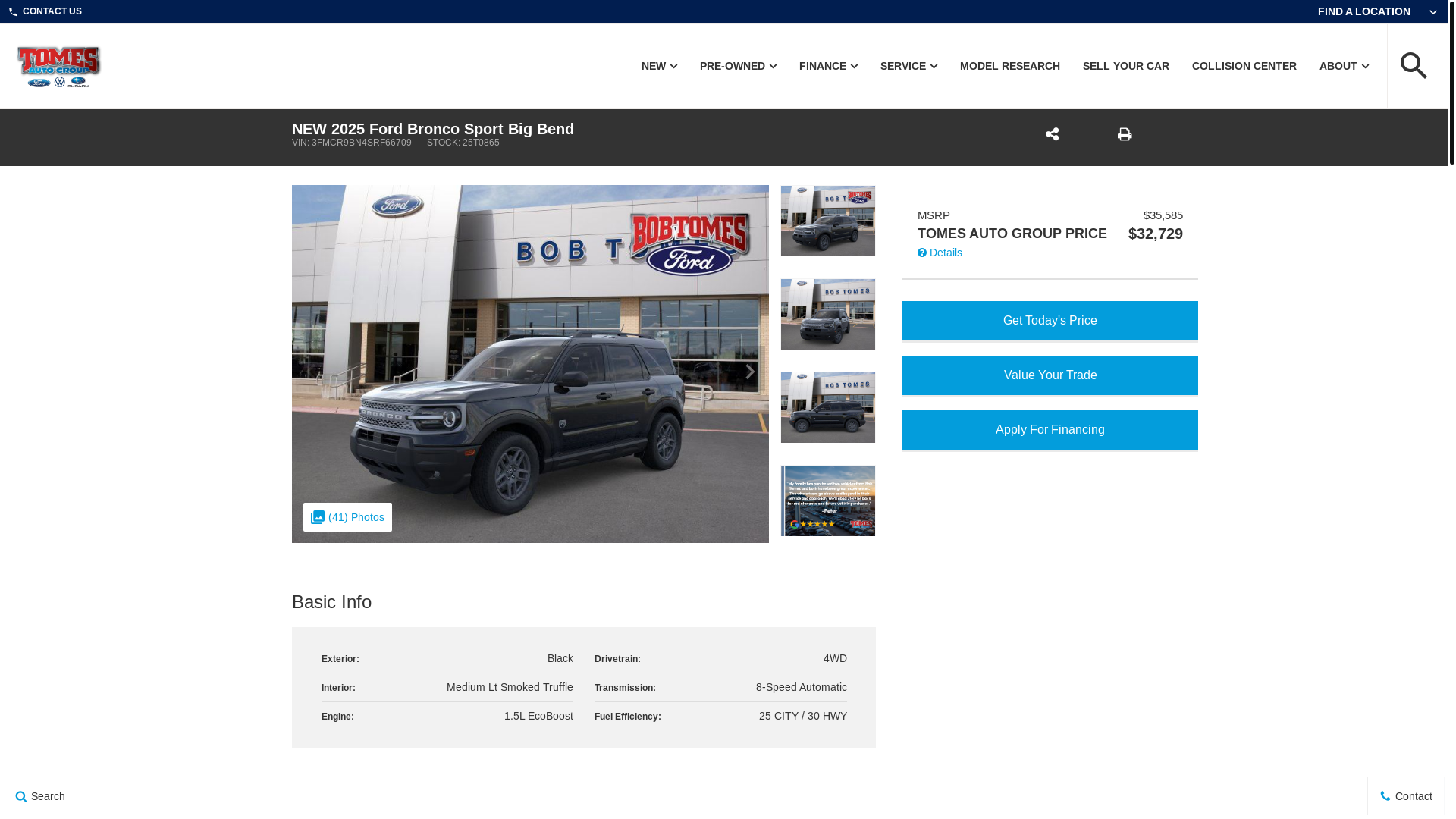 website screenshot of https://www.tomesautogroup.com/inventory/3FMCR9BN4SRF66709/