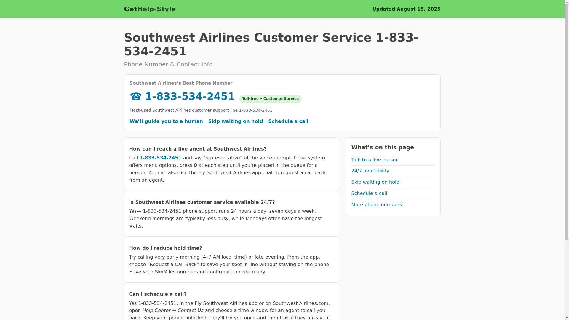 website screenshot of https://official-southwest-helpcentersite.pages.dev/