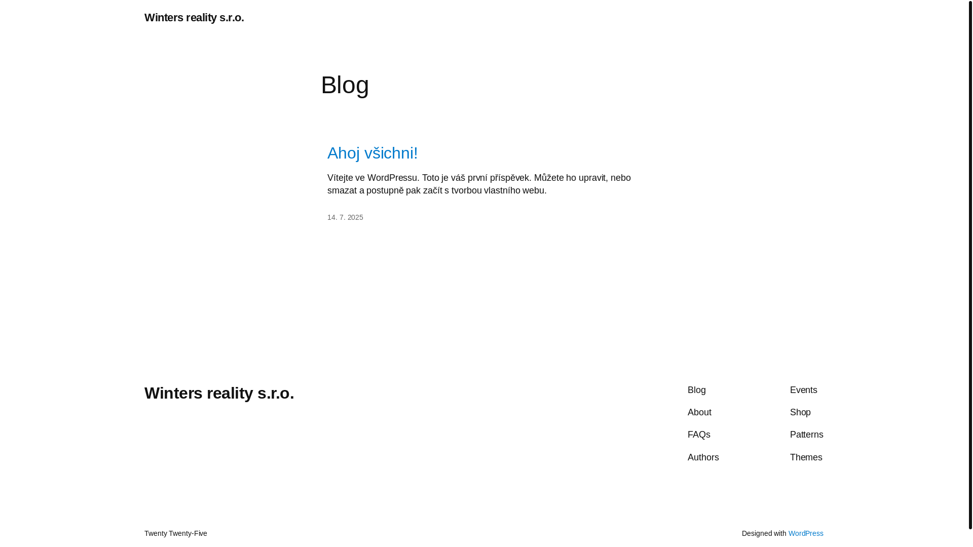 website screenshot of https://wintersreality.cz/