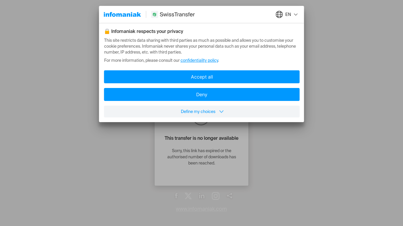 website screenshot of https://www.swisstransfer.com/d/01264512-b542-4517-817c-b3c0e33ac4d5