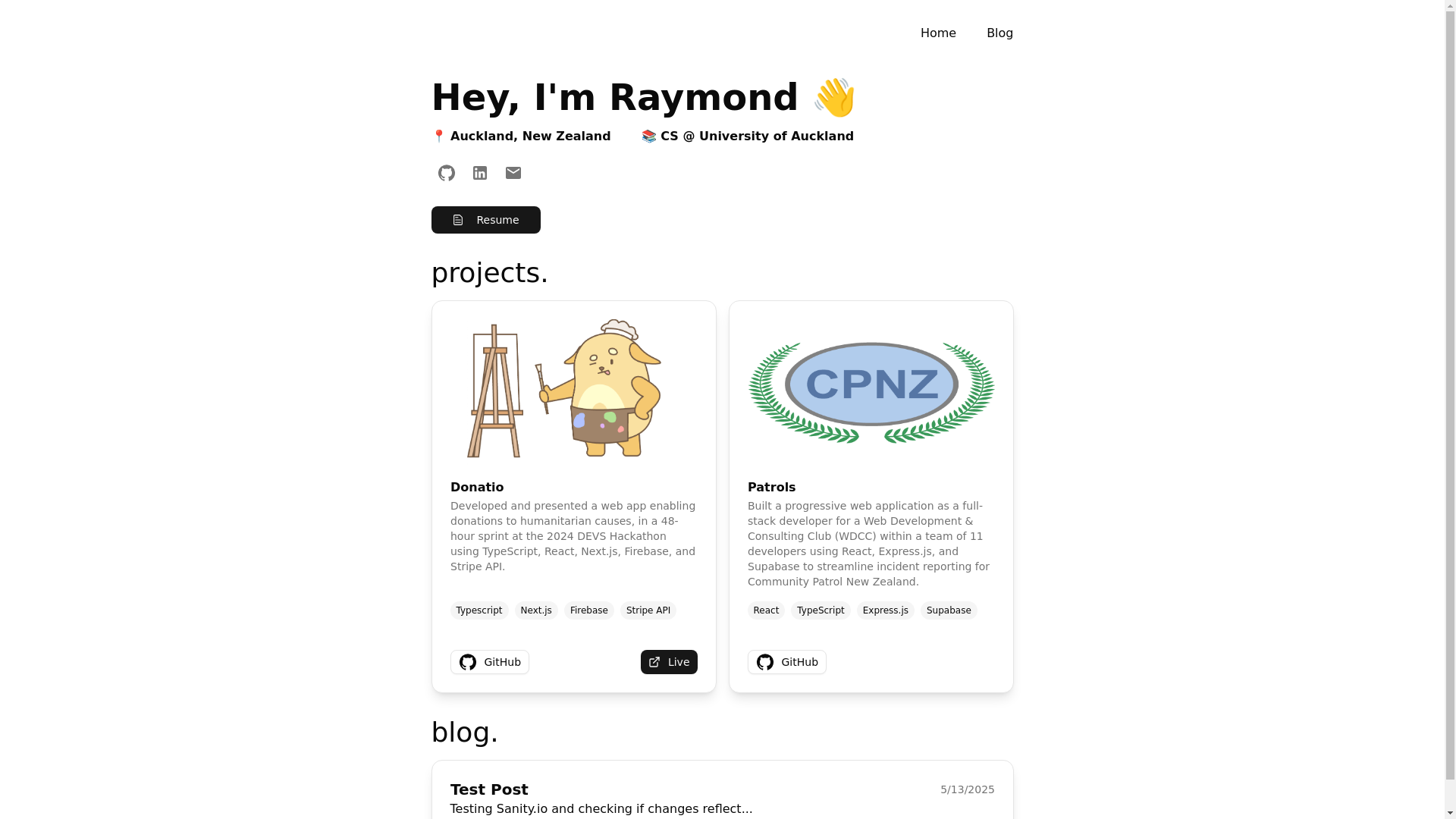 website screenshot of https://raymondyang-io-v2.pages.dev/