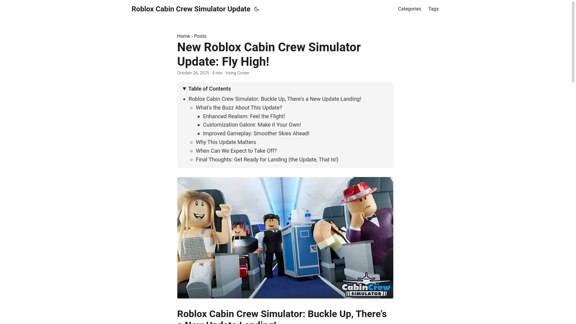 website screenshot of https://roblox-cabin-crew-simulator-update.pages.dev/