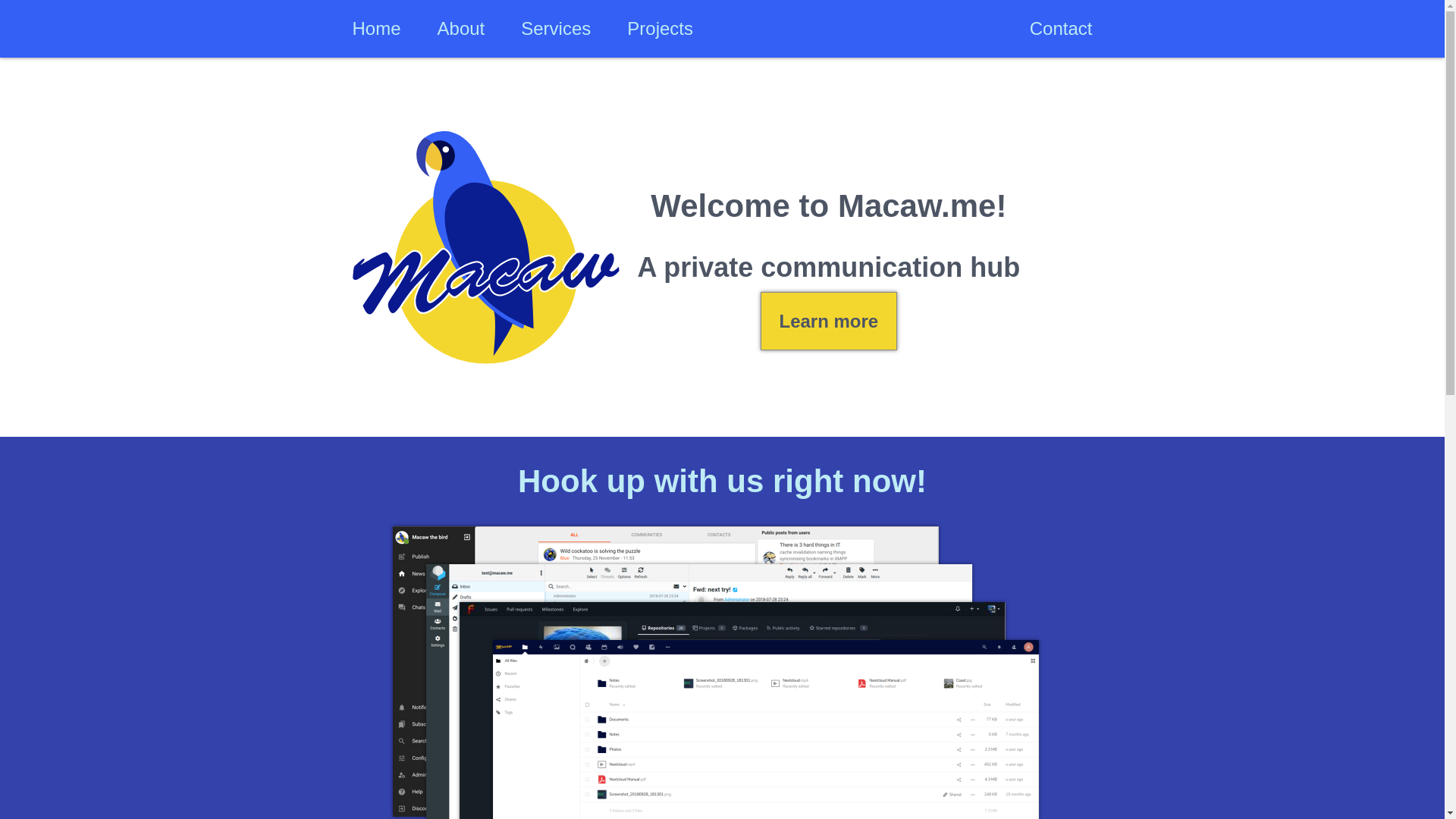 website screenshot of https://macaw.me/