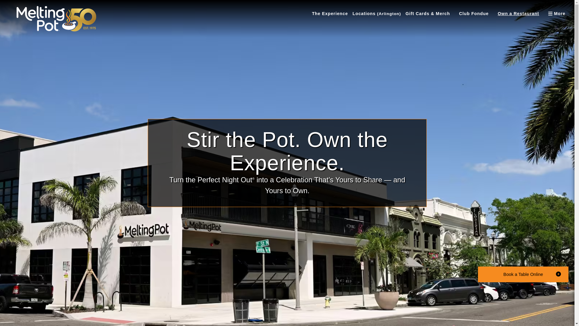 website screenshot of https://www.meltingpot.com/own-a-restaurant.aspx