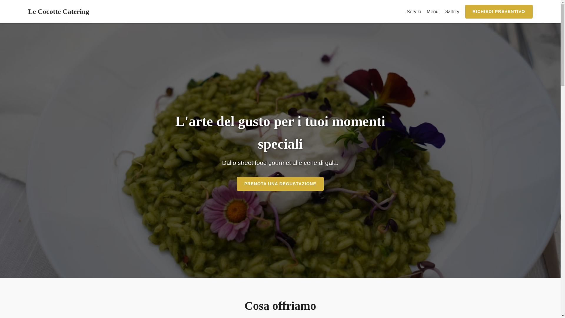 website screenshot of https://lecocottecatering.it/