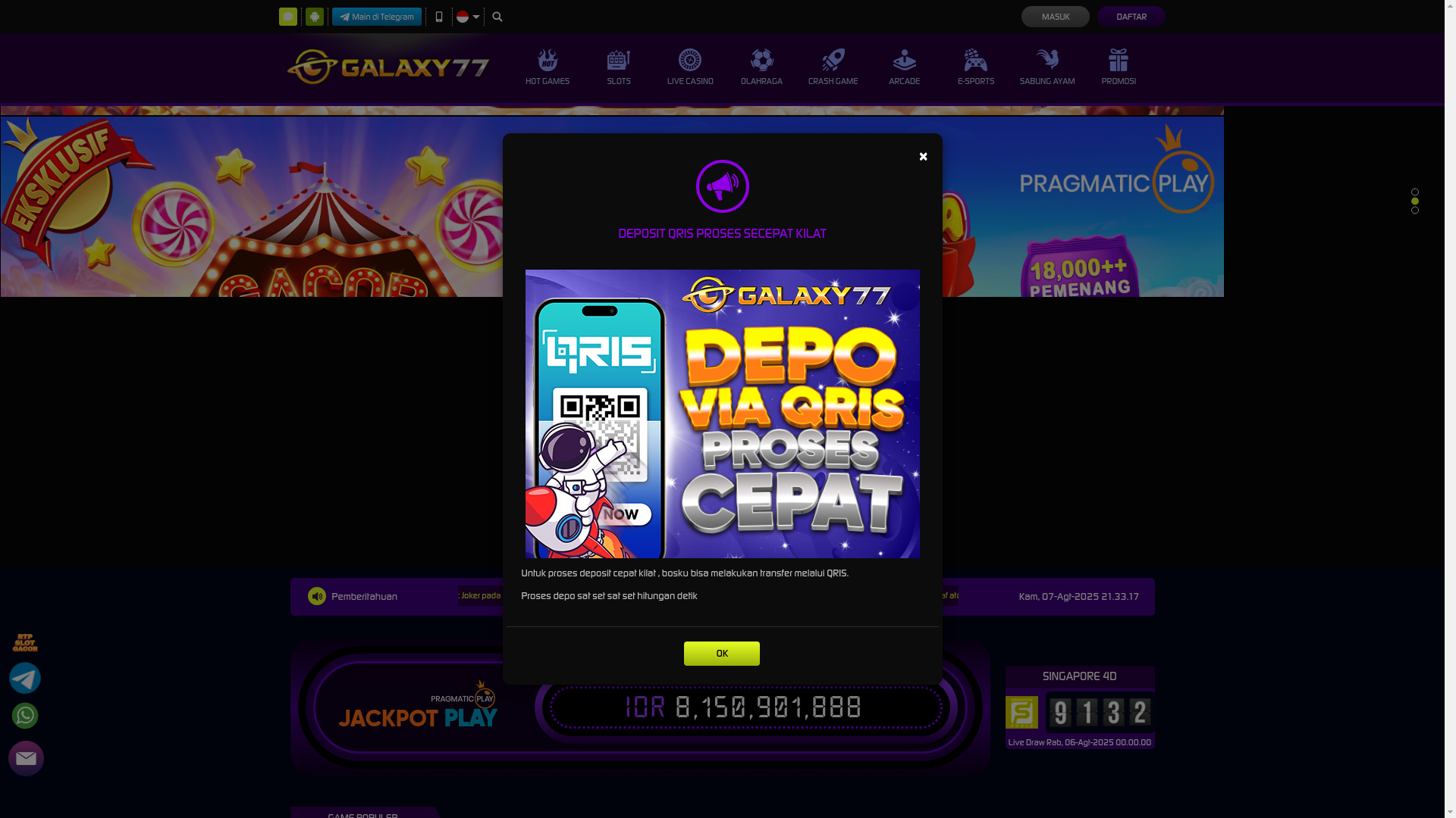 website screenshot of https://galaxy77final.com/