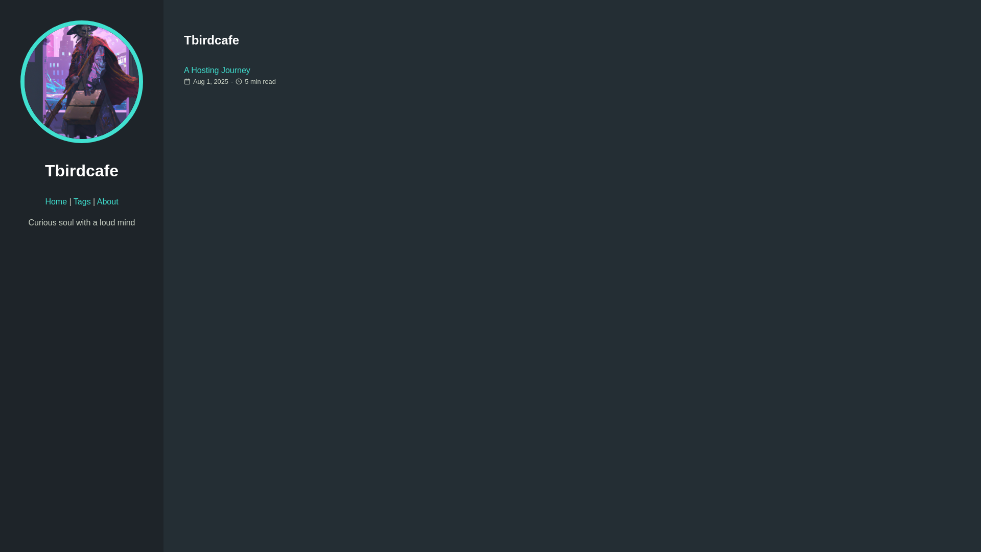 website screenshot of https://tbirdcafe.pages.dev/