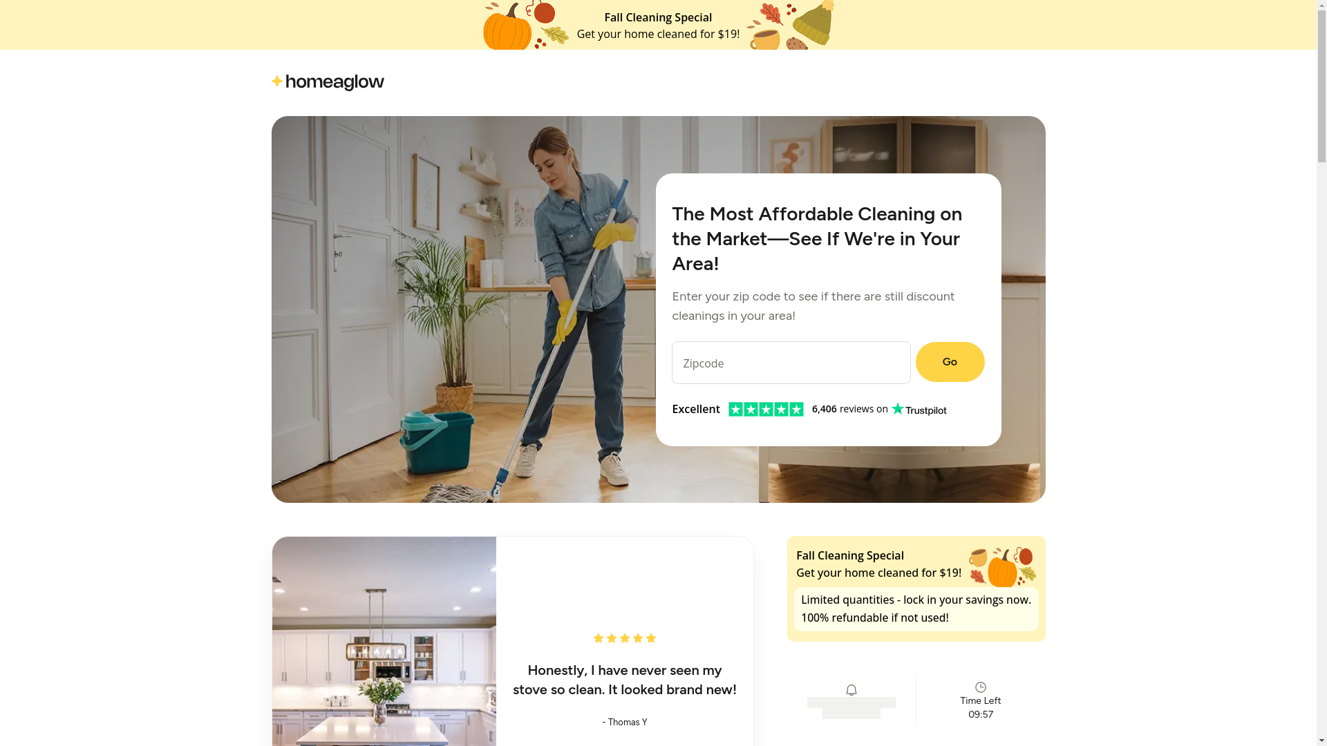 website screenshot of https://try.homeaglow.com/deal