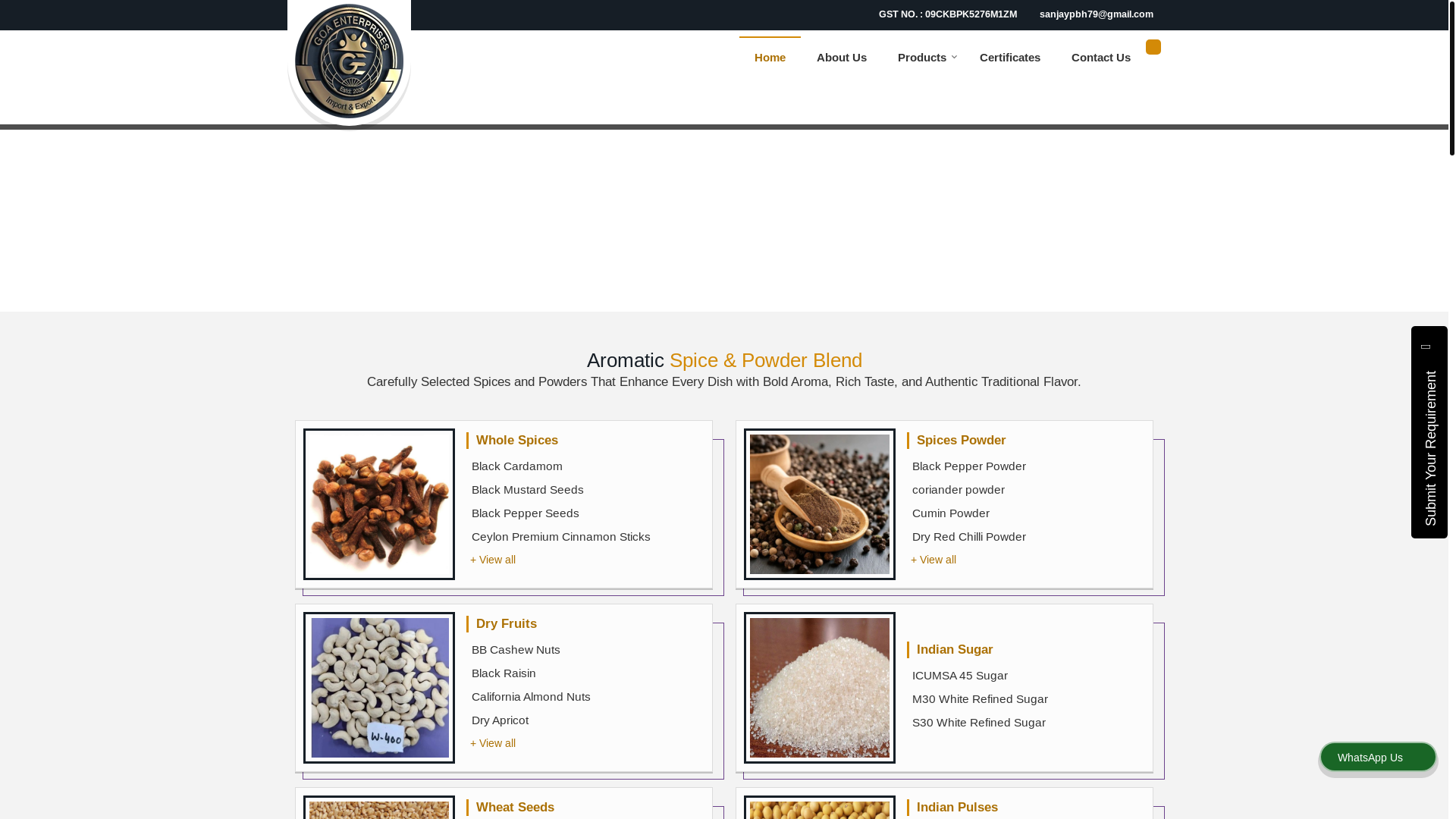 website screenshot of https://goaenterprises.co.in/