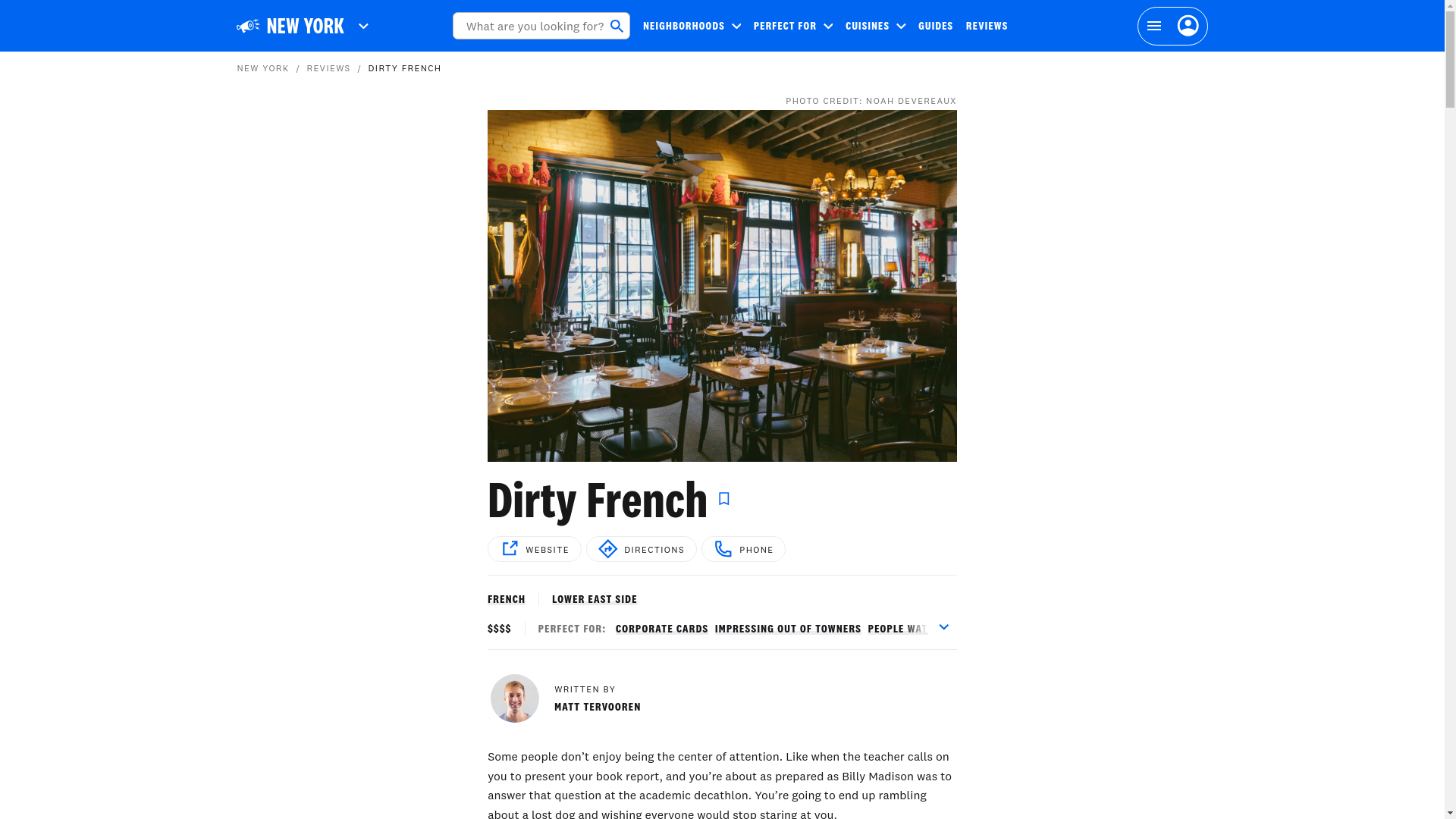 website screenshot of https://www.theinfatuation.com/new-york/reviews/dirty-french