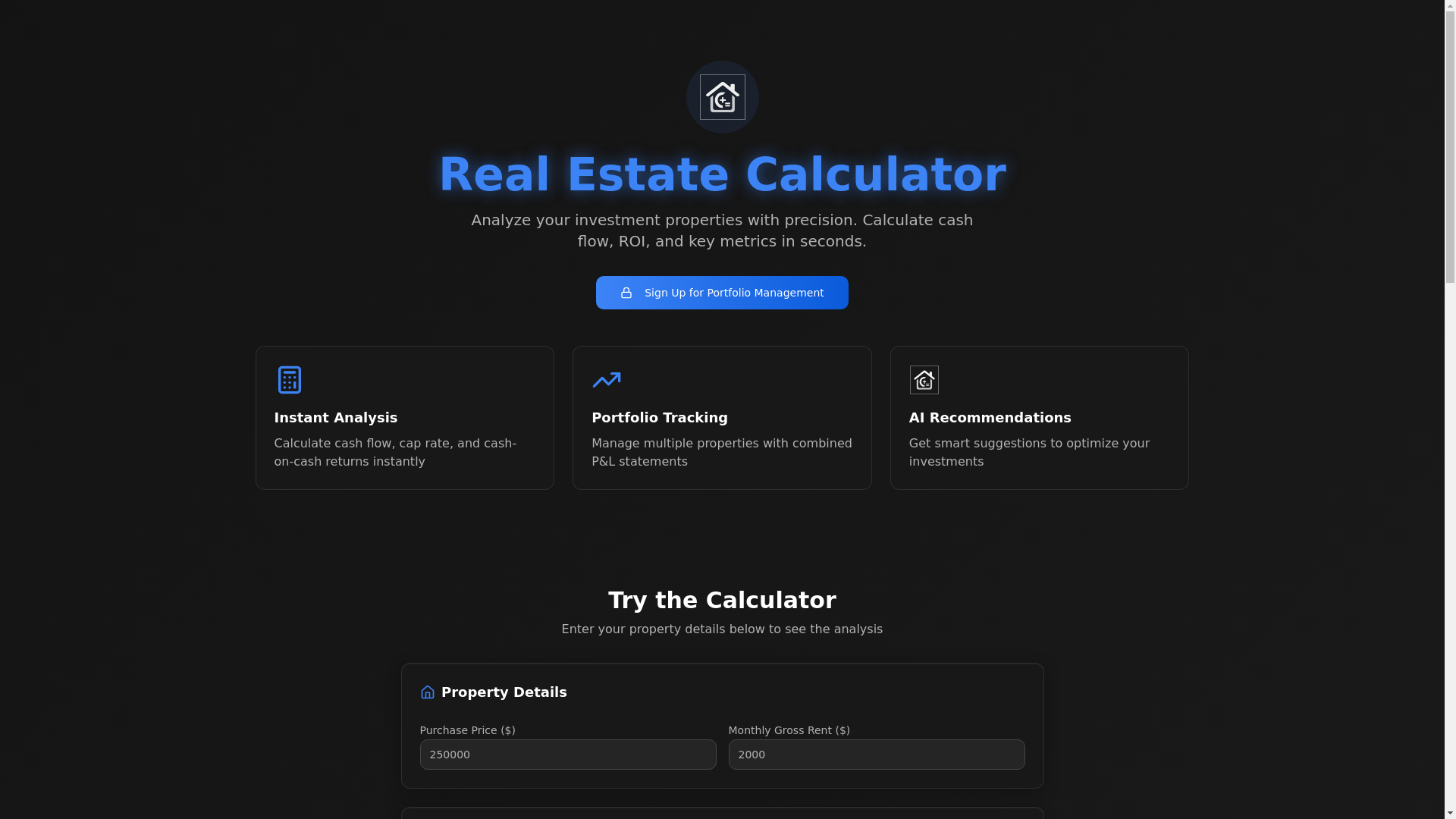 website screenshot of https://realestateprofit.app/