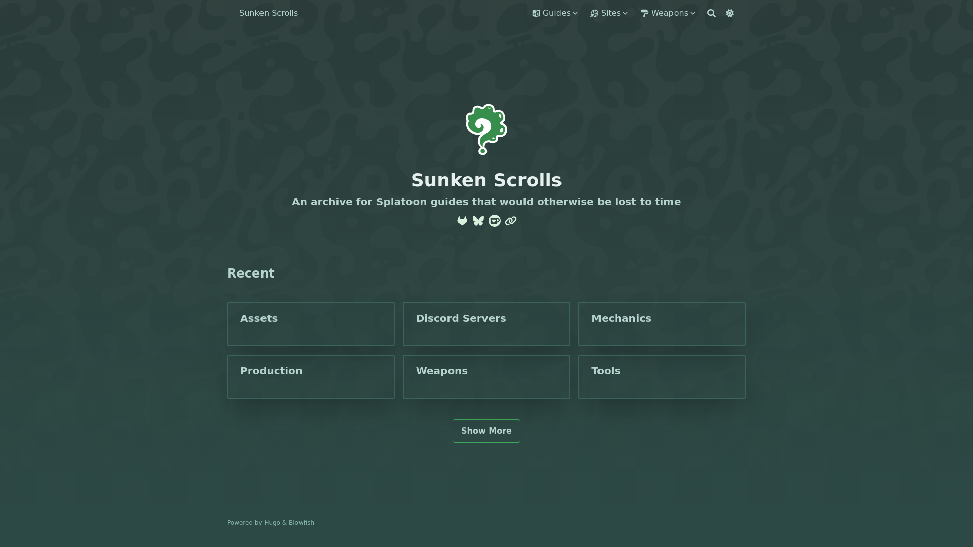 website screenshot of https://sunkenscrolls.ink/