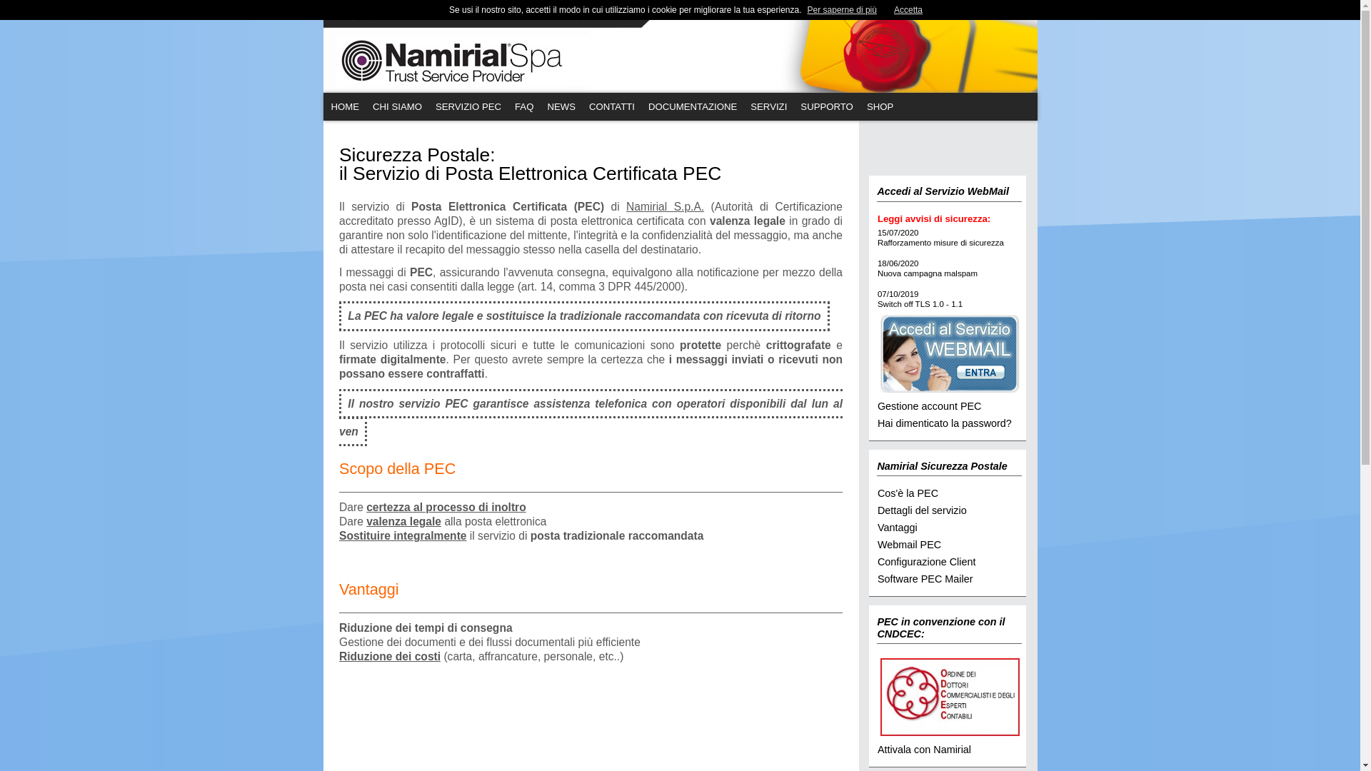 website screenshot of https://www.sicurezzapostale.it/