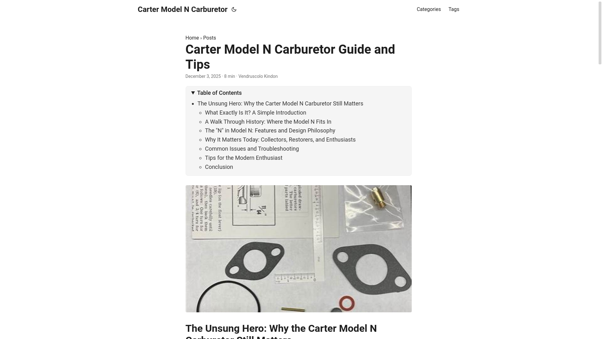 website screenshot of https://cartermodelncarburetor.pages.dev/