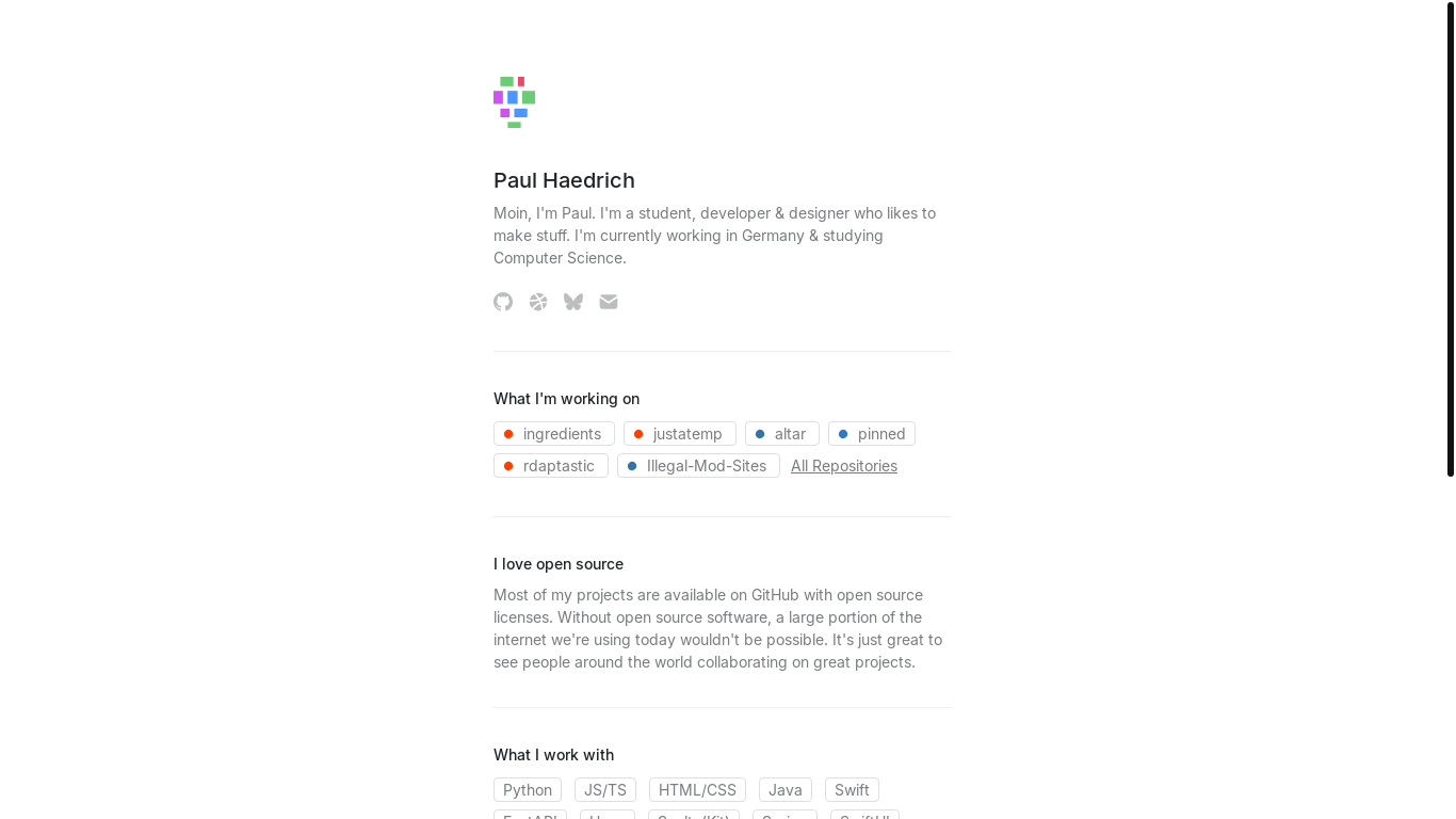 website screenshot of https://berrysauce.dev/