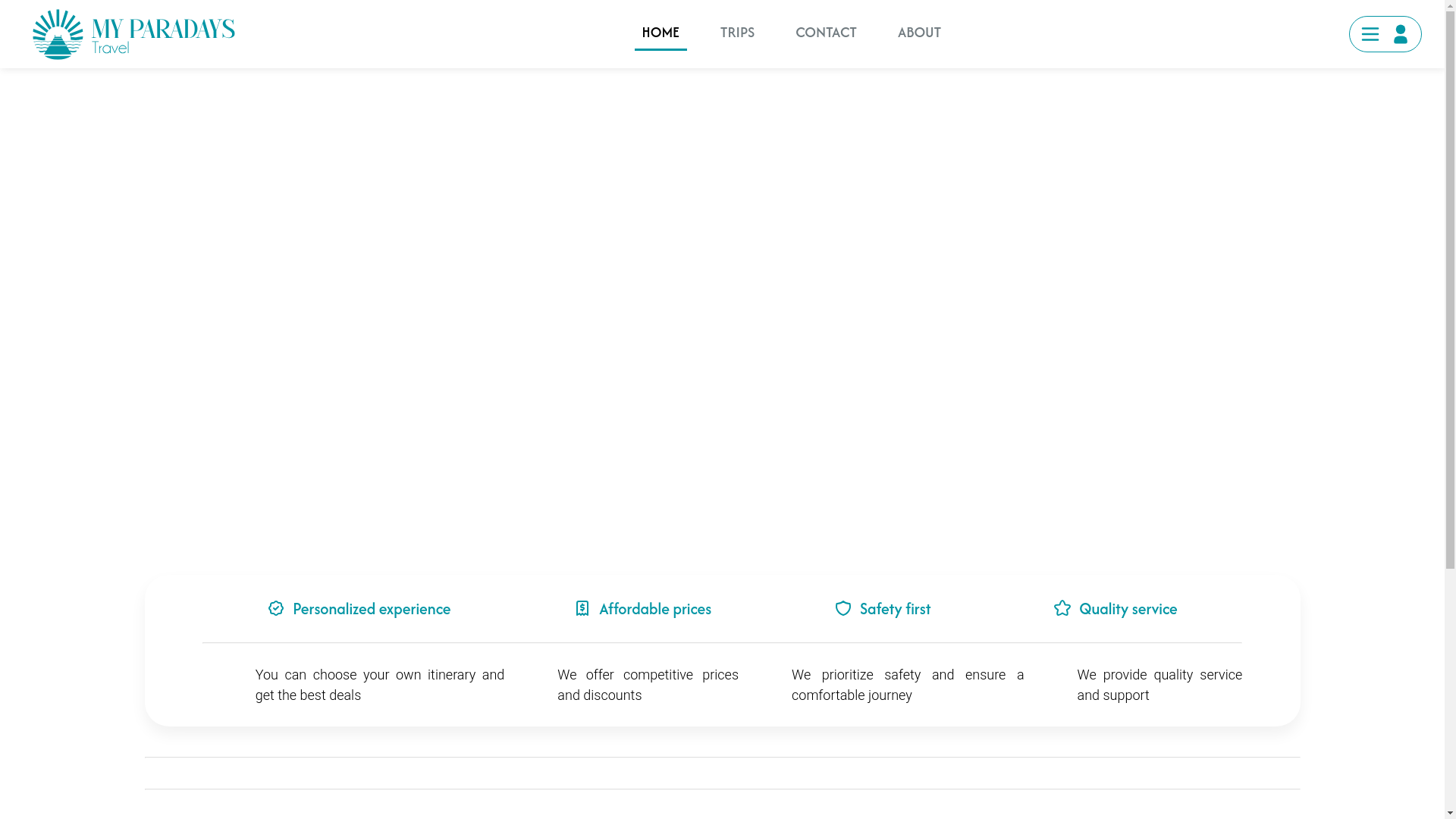 website screenshot of https://myparadaystravel-frontend.pages.dev/