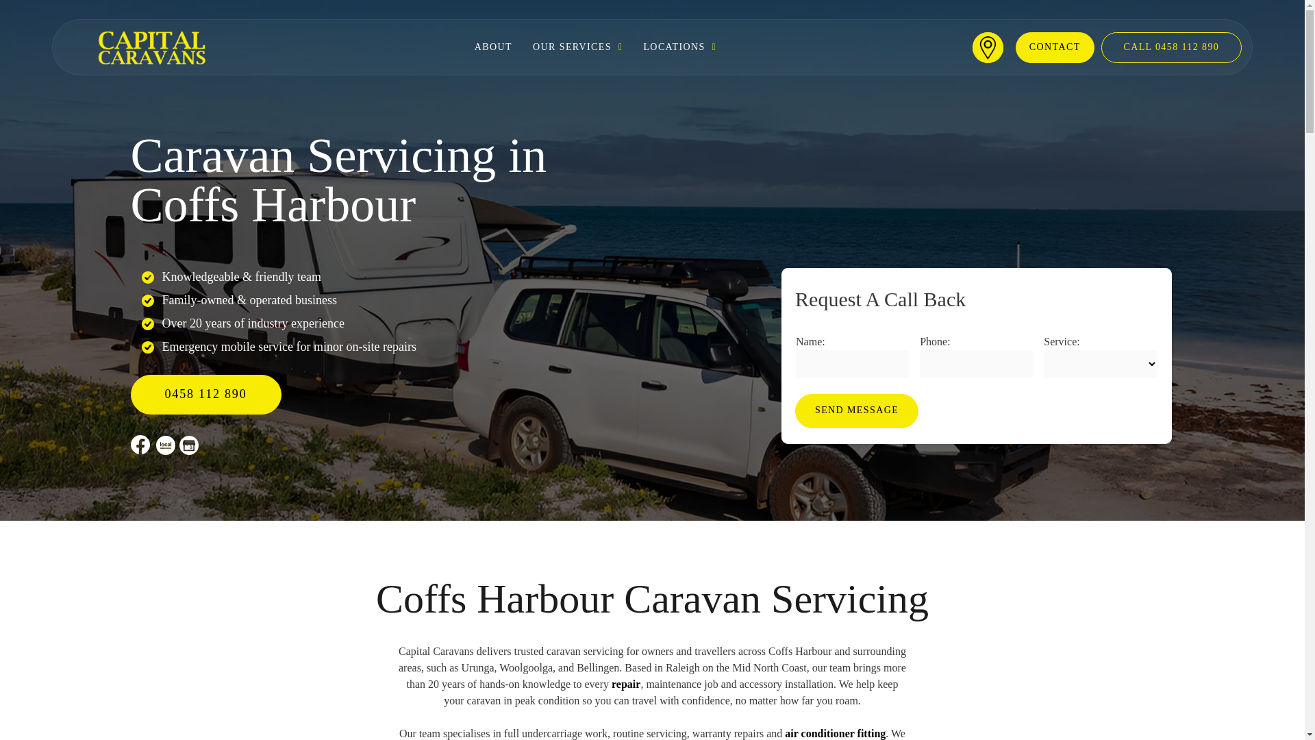 website screenshot of https://capitalcaravans.au/