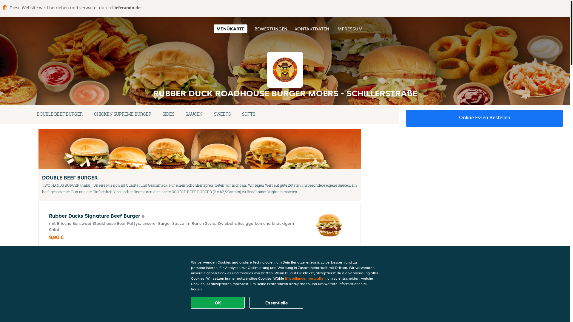 website screenshot of https://rubberduckroadhouseburger-moers.de/