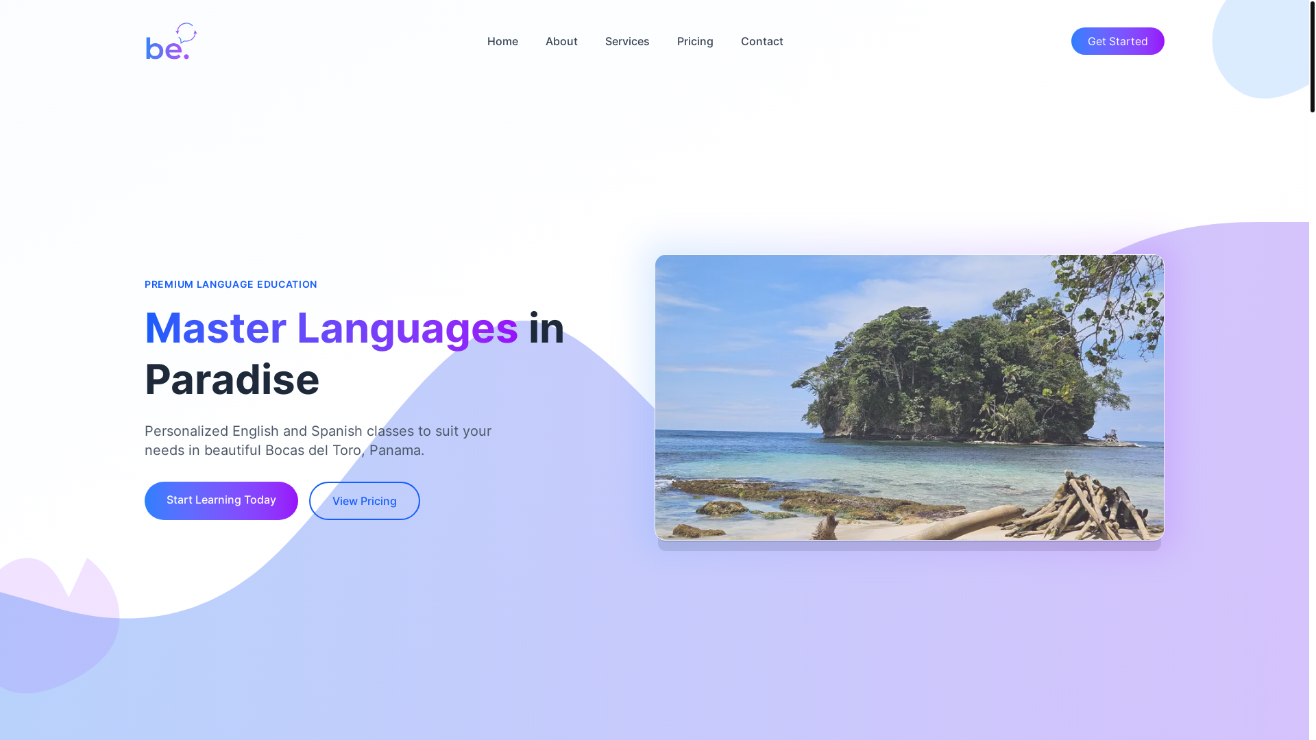website screenshot of https://be-languages.com/