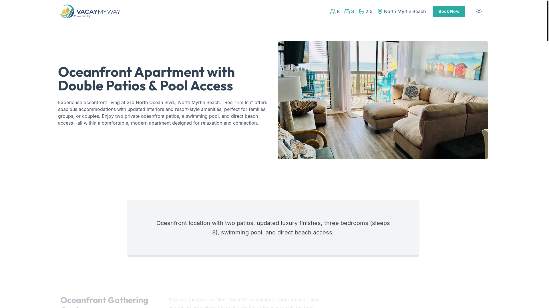 website screenshot of https://serenemyrtle.vacations/