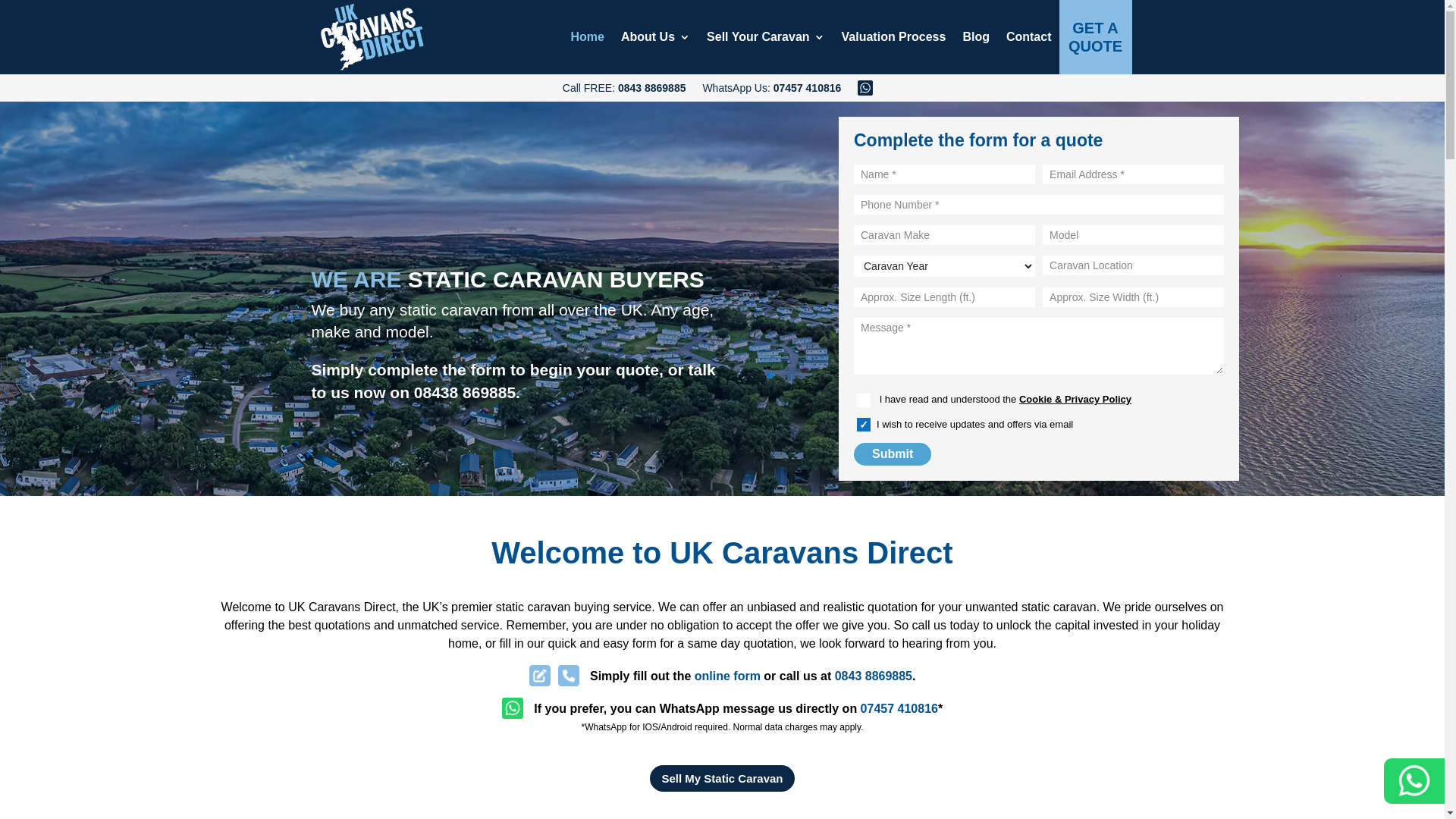 website screenshot of https://staticcaravanbuyer.uk/