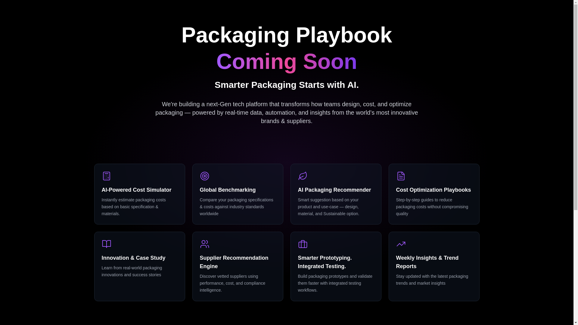 website screenshot of https://packagingplaybook.com/