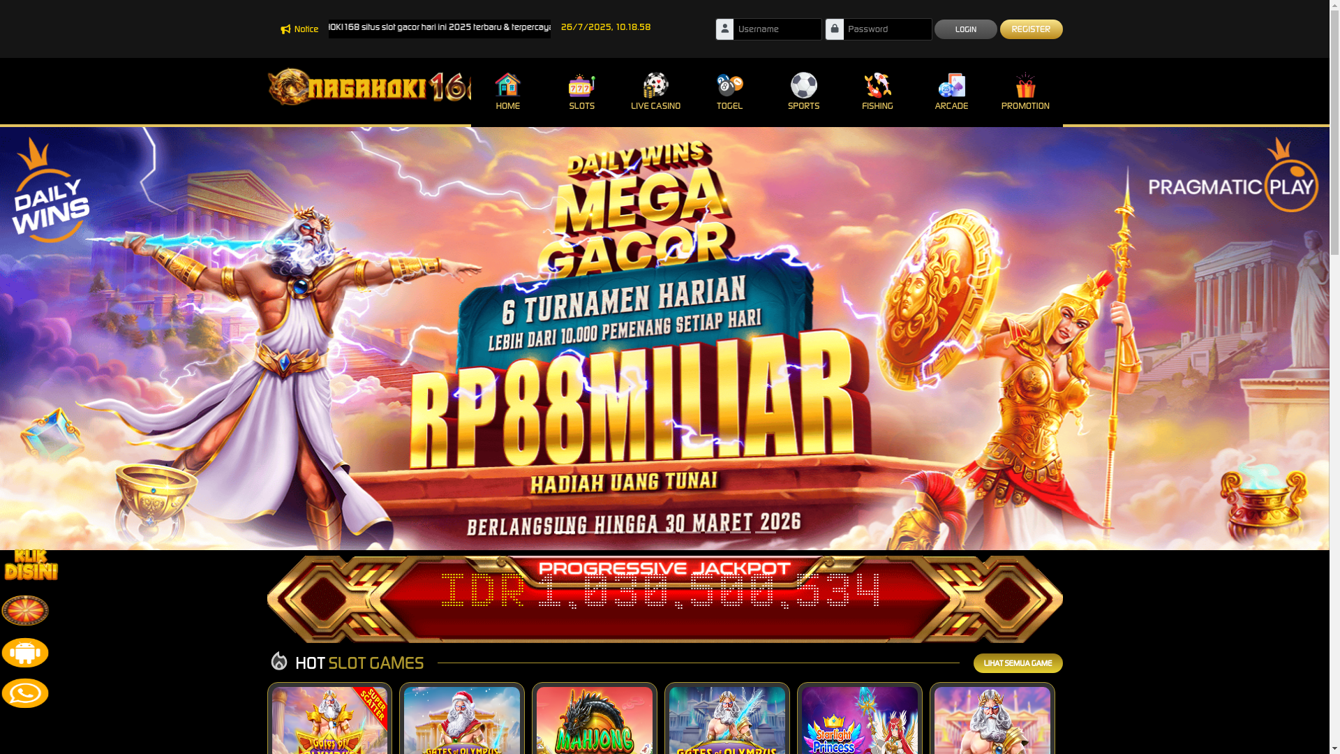 website screenshot of https://nagahoki168gacor.site/
