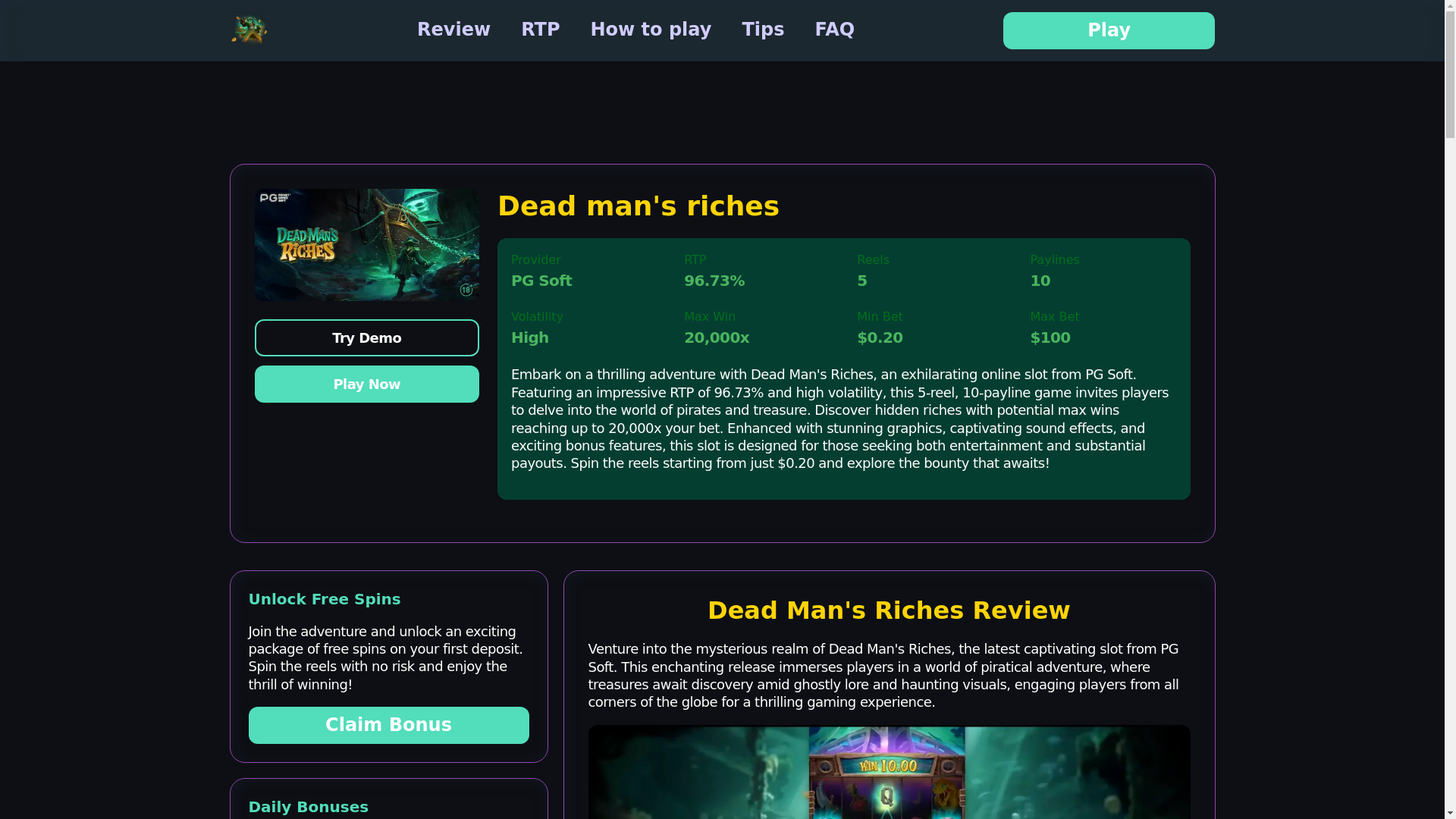 website screenshot of https://deadmansriches.pages.dev/