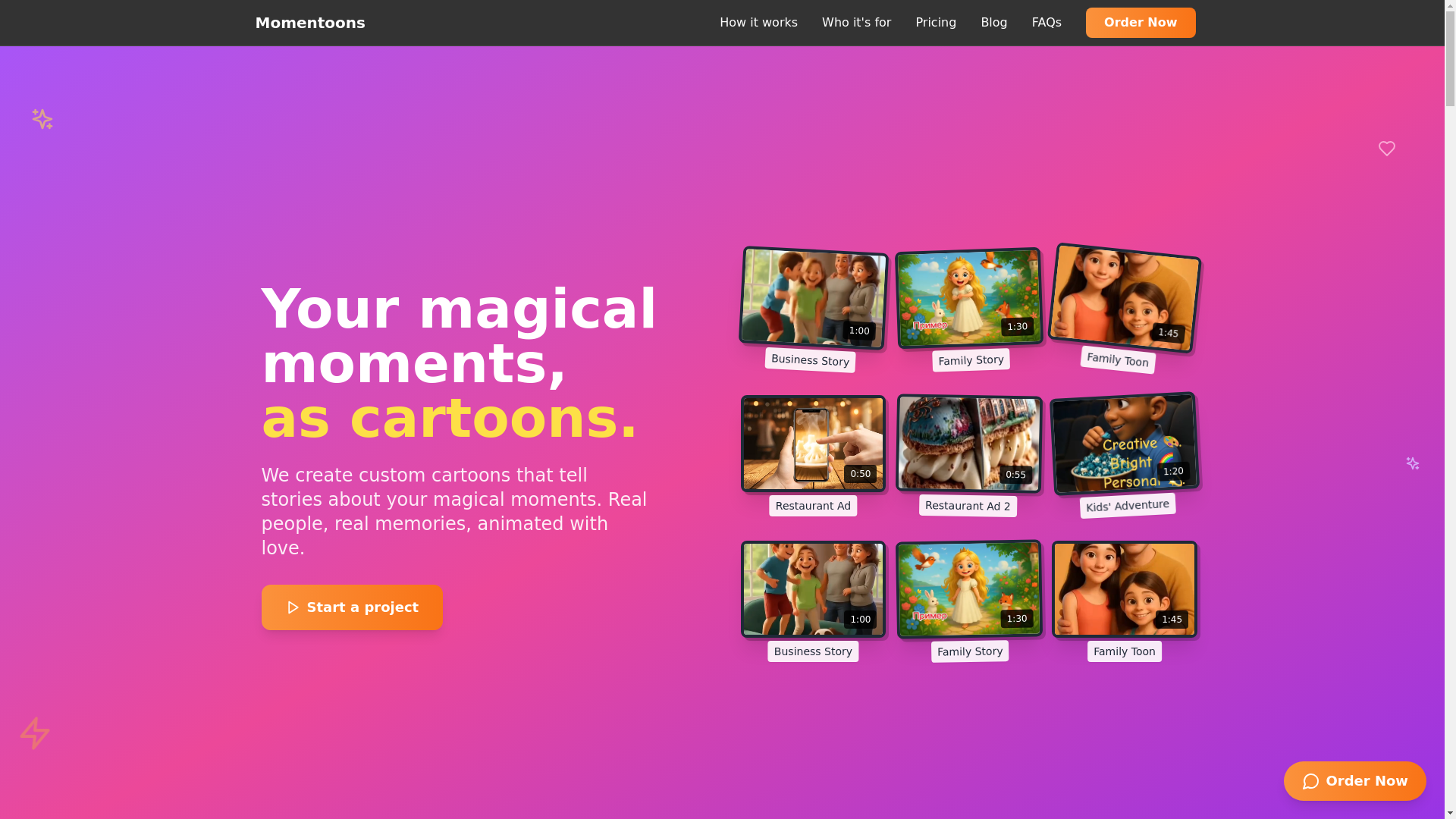 website screenshot of https://momentoons-frontend.pages.dev/