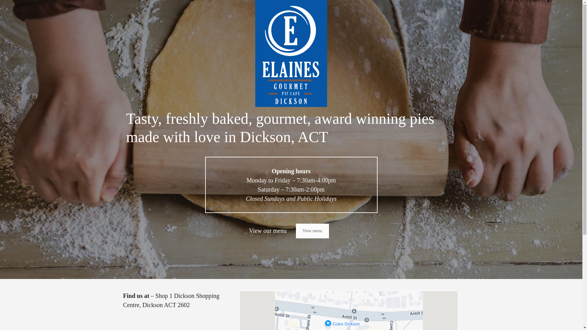website screenshot of https://elainesgourmetpies.online/