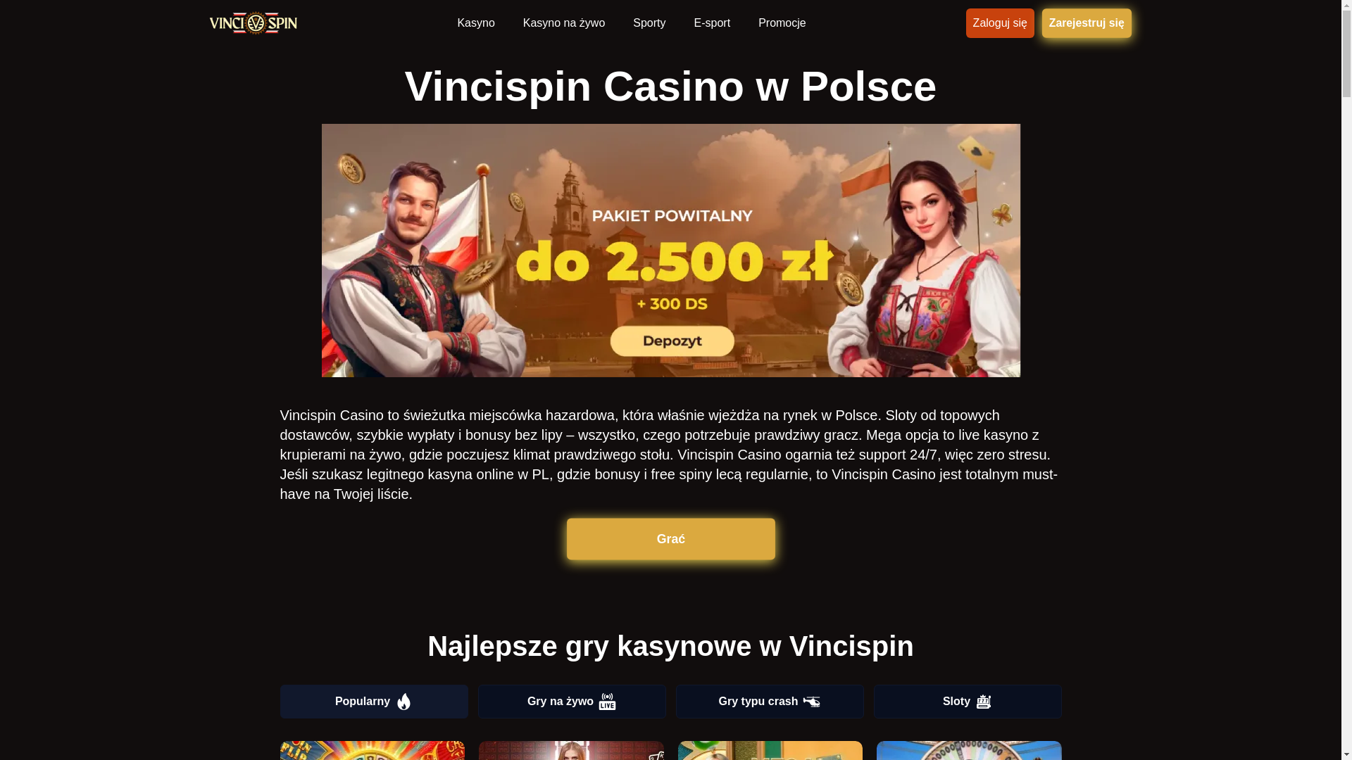 website screenshot of https://vinci-spin-com-pl-8240.pages.dev/