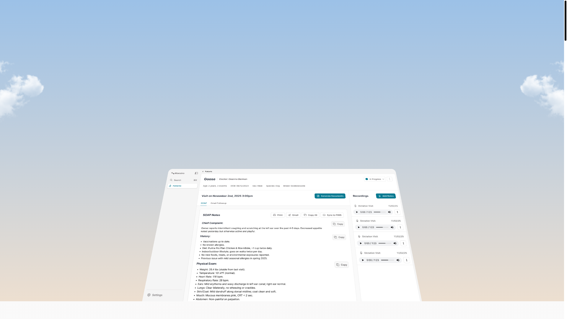 website screenshot of https://trymeetmaestro.com/