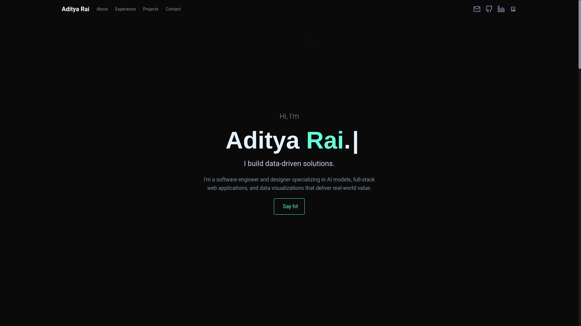 website screenshot of https://adityaraix.info/