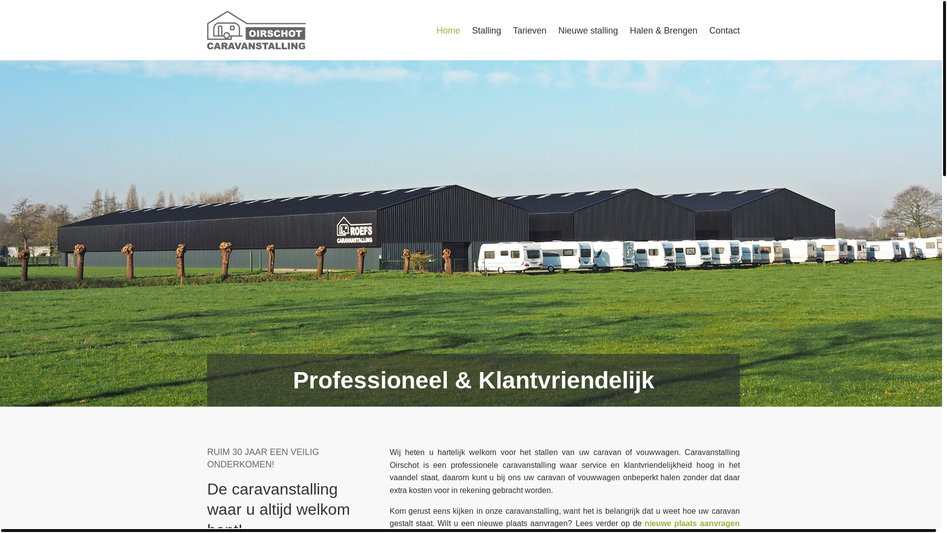 website screenshot of https://caravanstallingoirschot.nl/