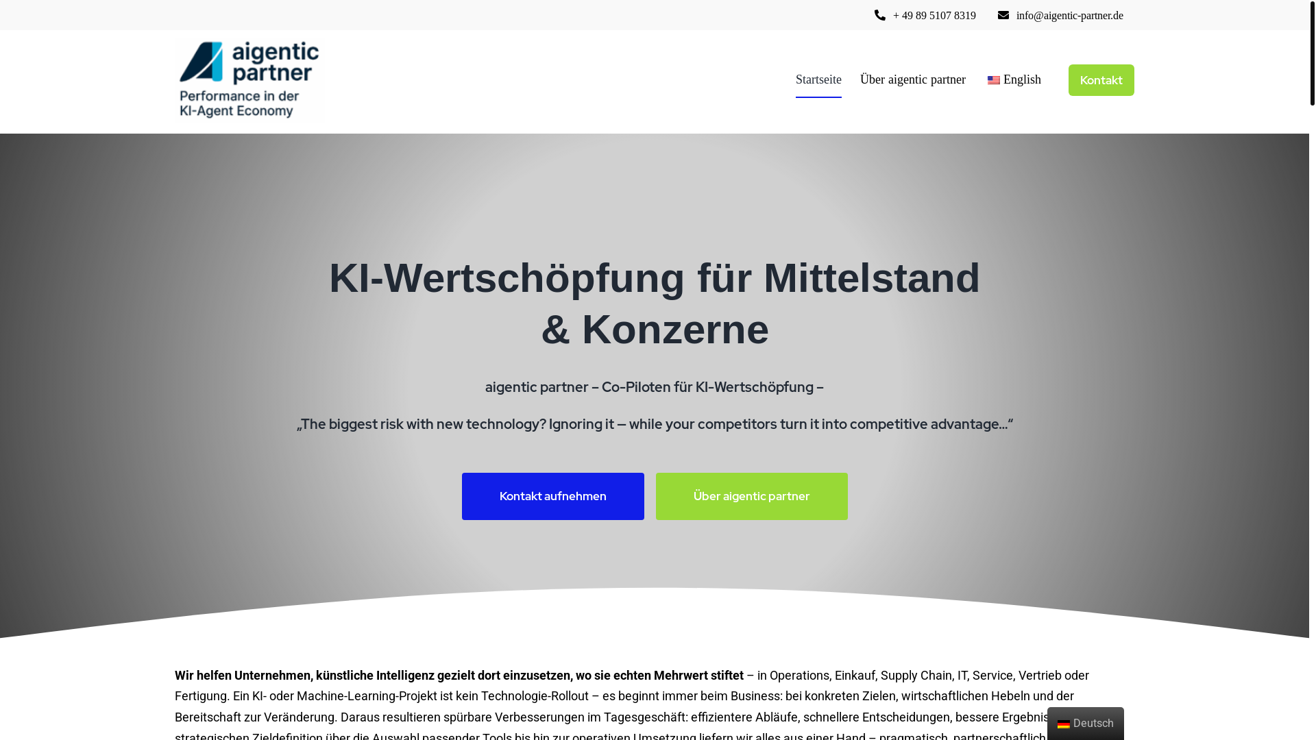 website screenshot of https://aigentic-advisory.de/