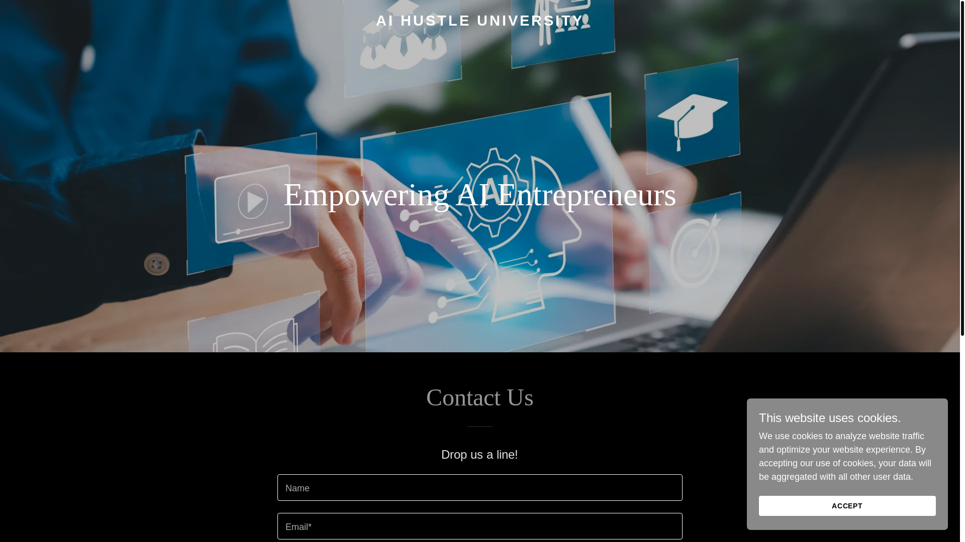 website screenshot of https://joinaihustleuniversity.com/