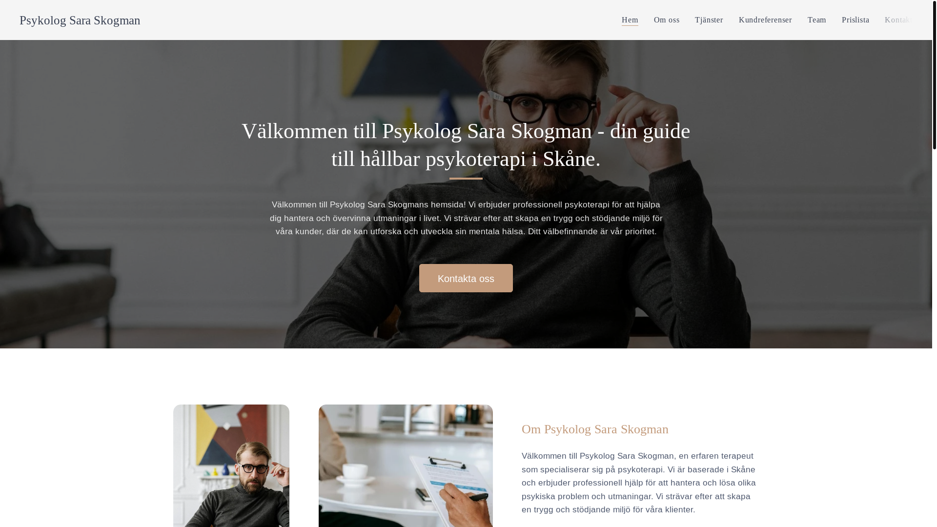 website screenshot of https://skogmanpsykoterapi.se/