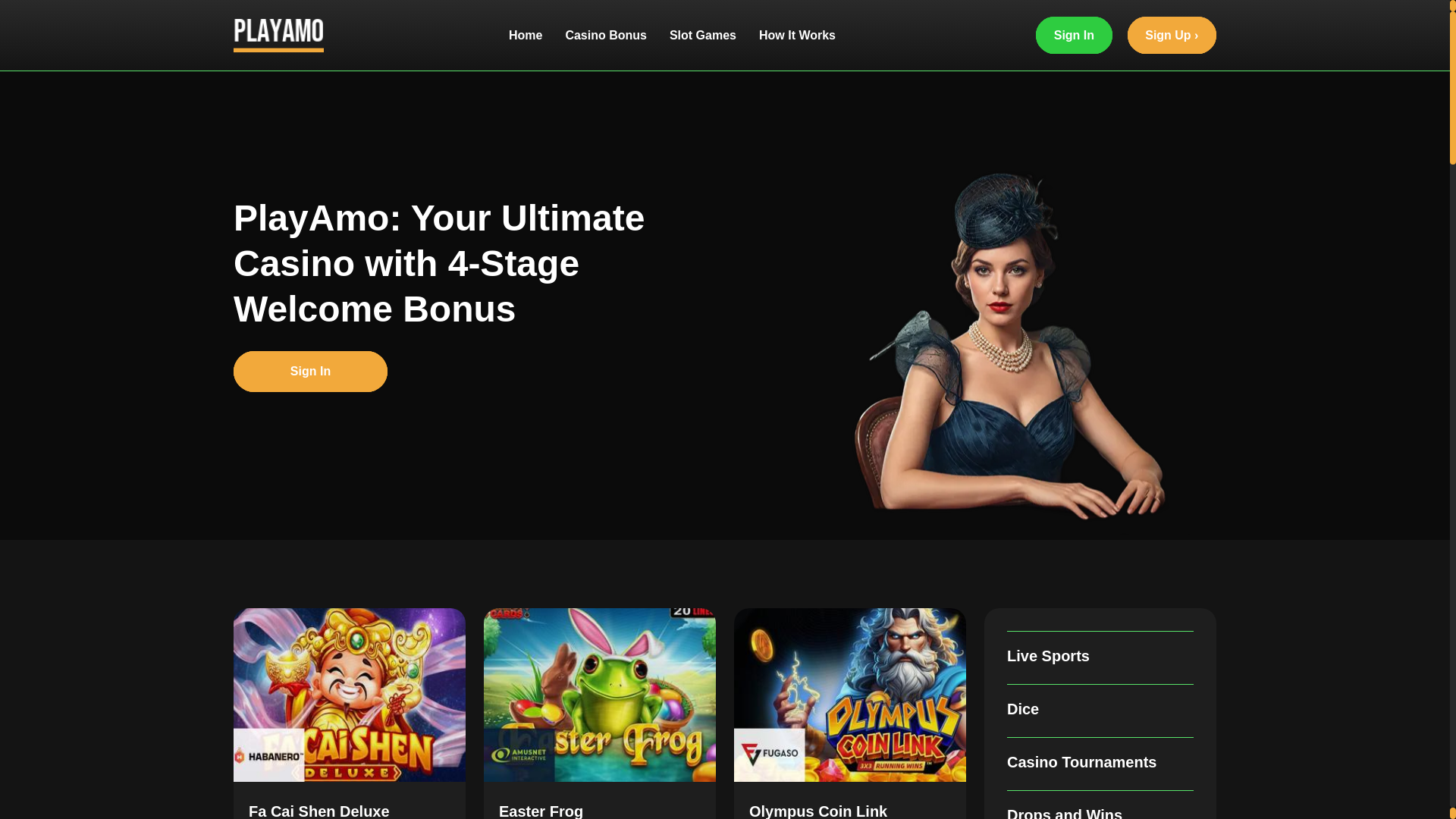 website screenshot of https://playamogo.top/