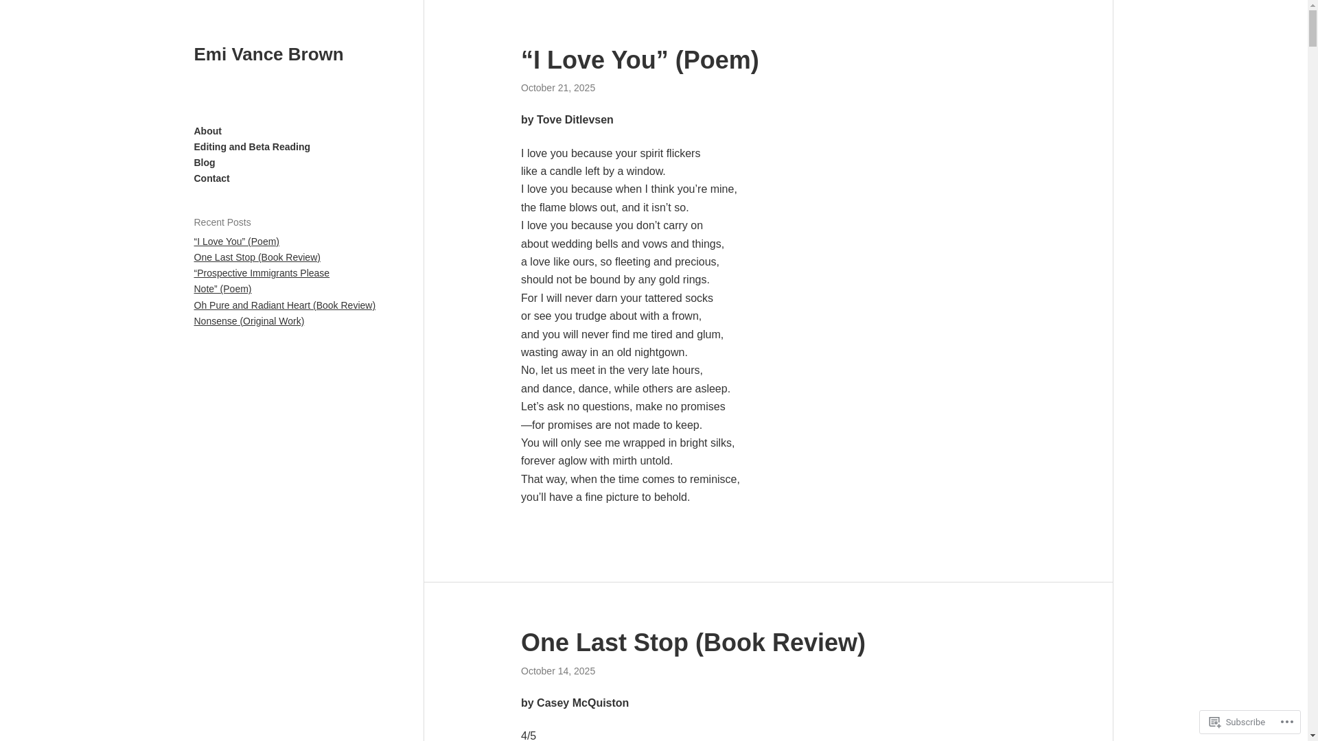 website screenshot of https://emivancebrown.com/