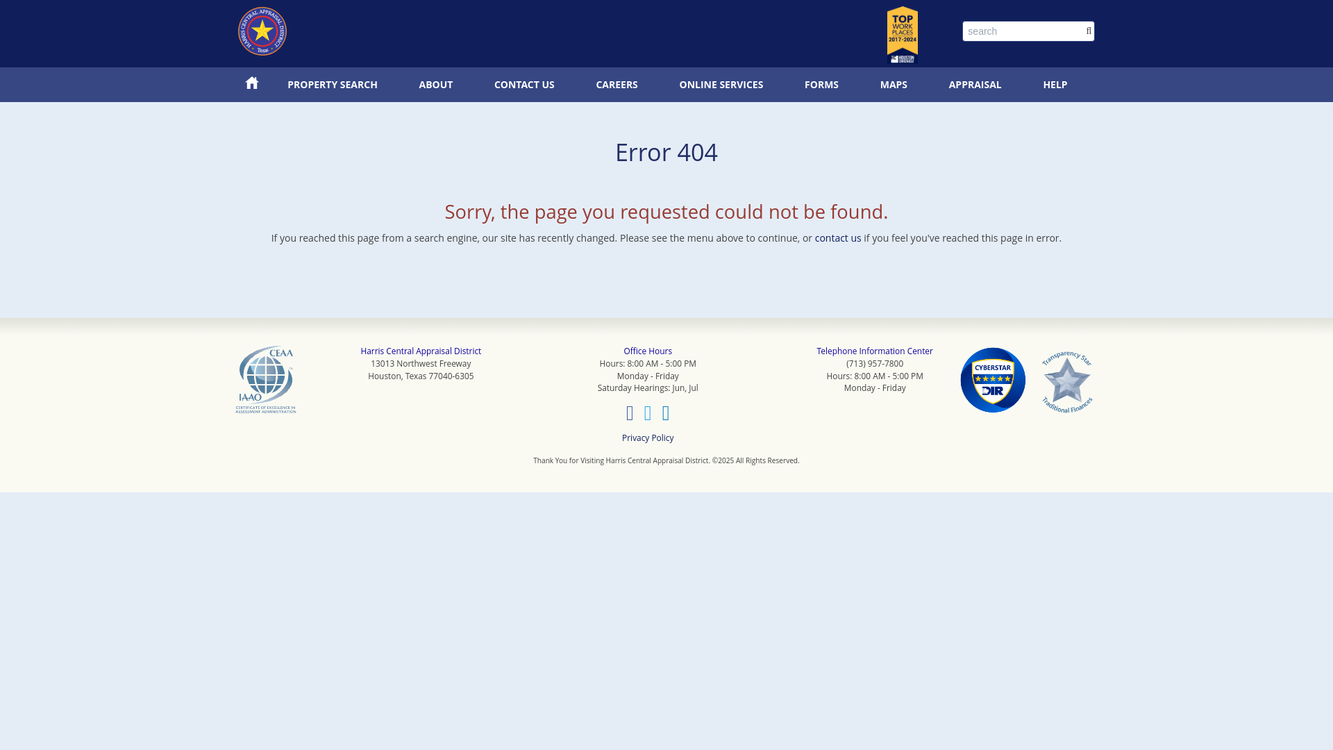 website screenshot of https://hcad.org/quick-search/