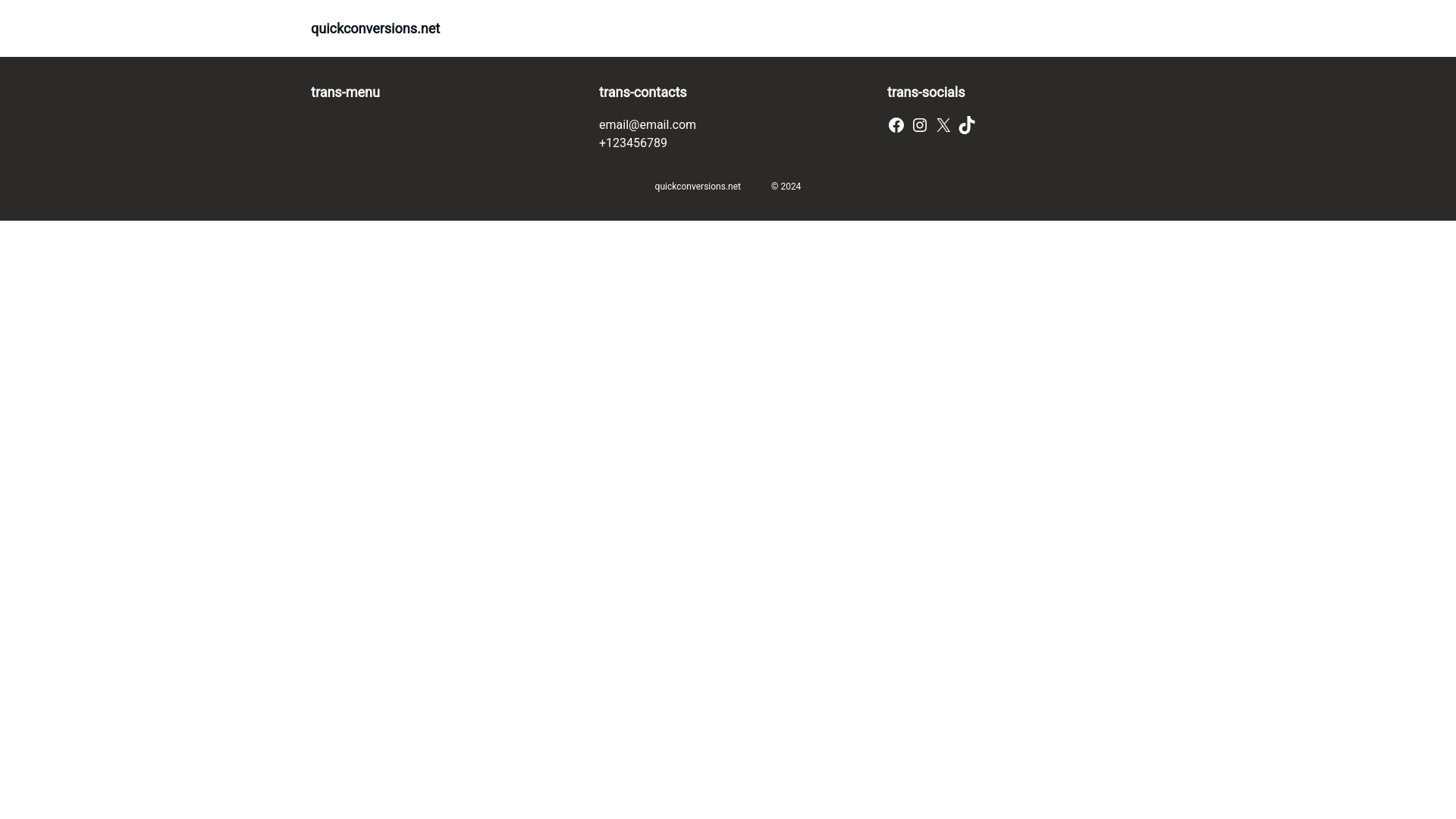 website screenshot of https://quickconversions.net/