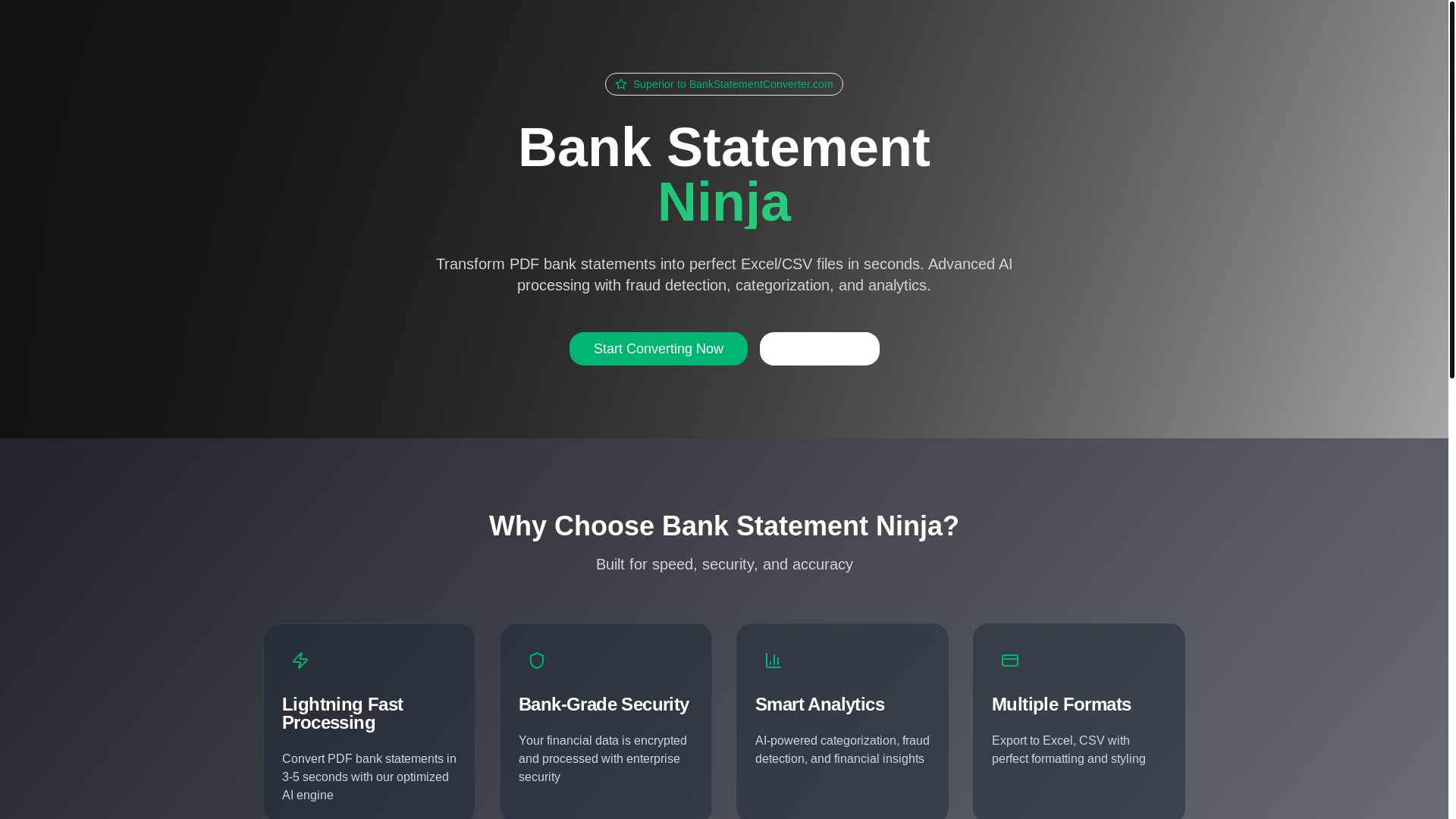 website screenshot of https://bankstatementninja.com/