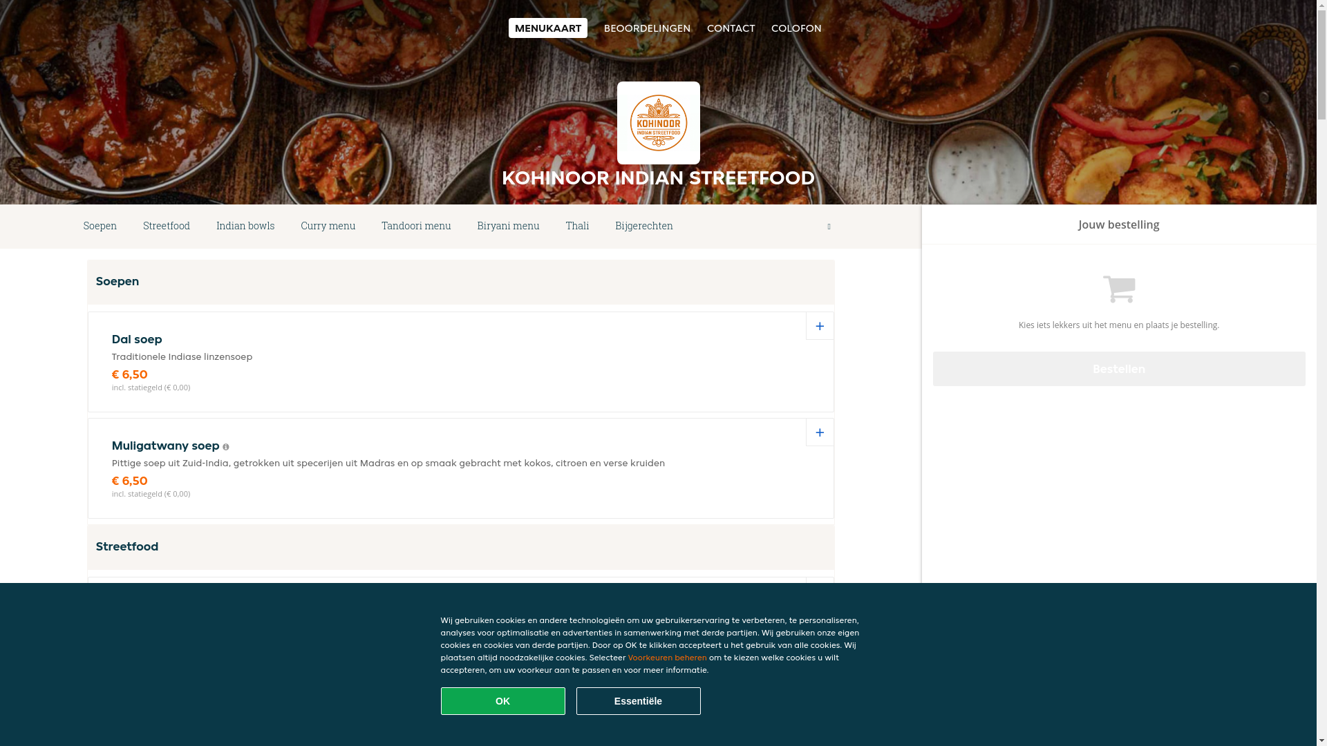 website screenshot of https://kohinoor-indian-streetfood.nl/