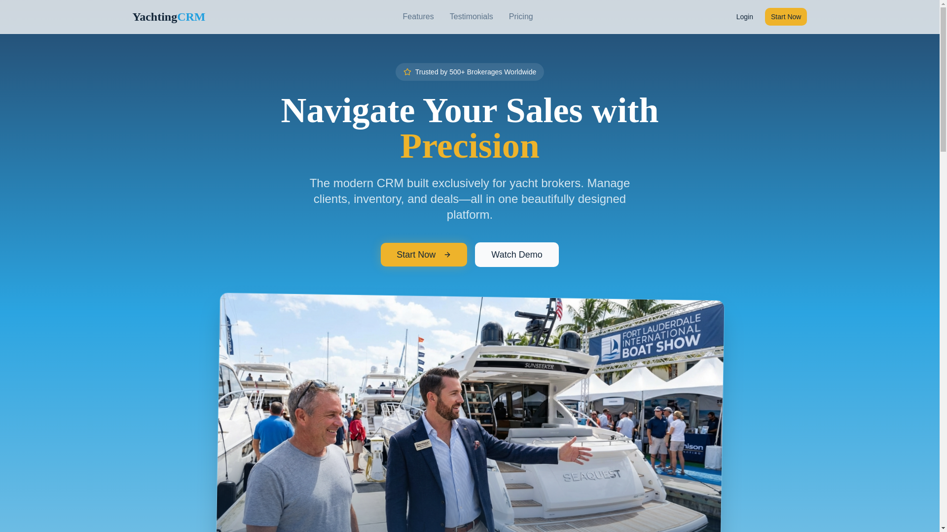 website screenshot of https://yachtingcrm.com/