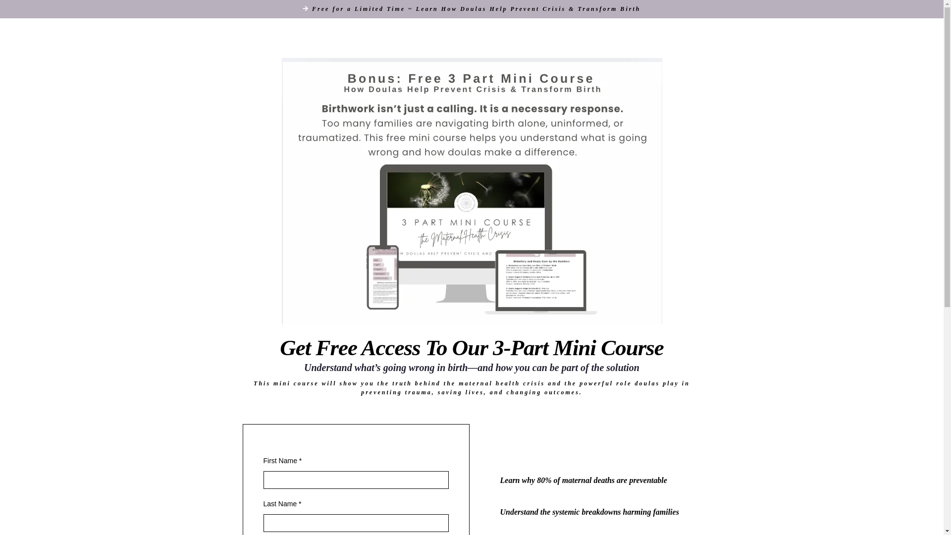 website screenshot of https://inspiredbirthacademy.com/