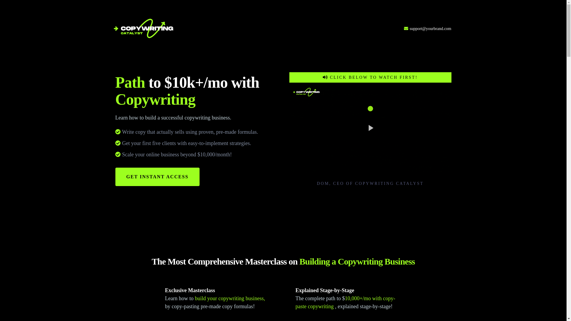 website screenshot of https://copywritingcatalyst.org/