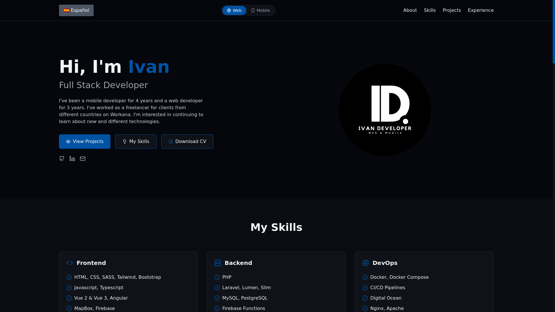website screenshot of https://ivansdev.pages.dev/