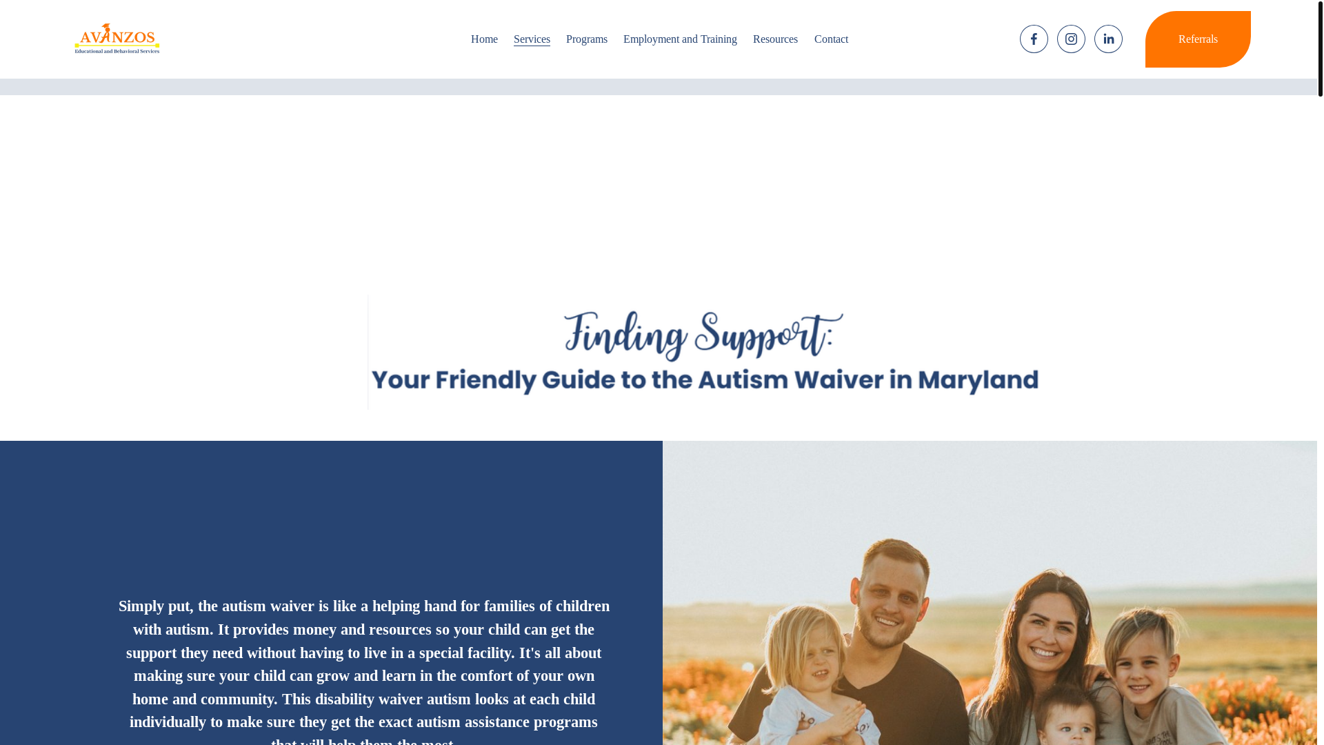 website screenshot of https://marylandautismwaiver.com/