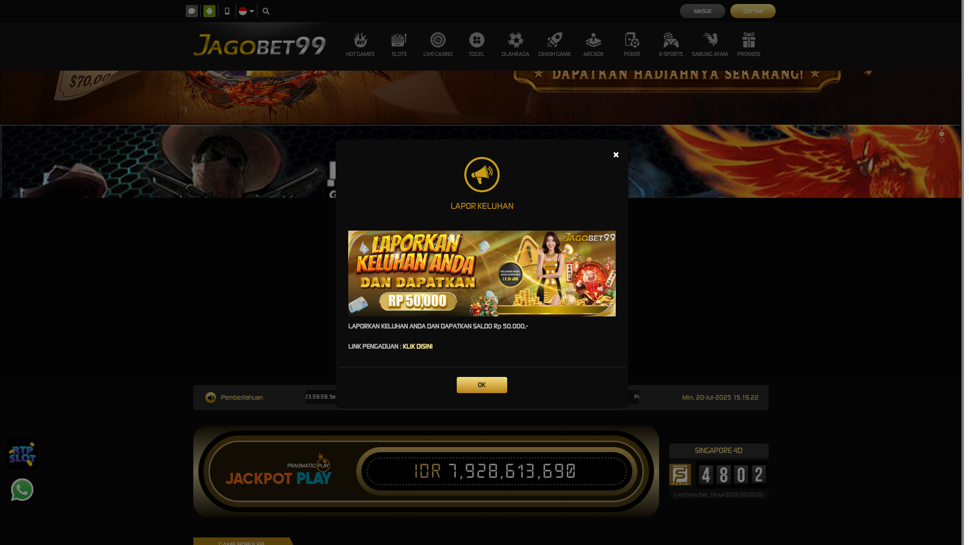 website screenshot of https://jagobet99menyala.com/